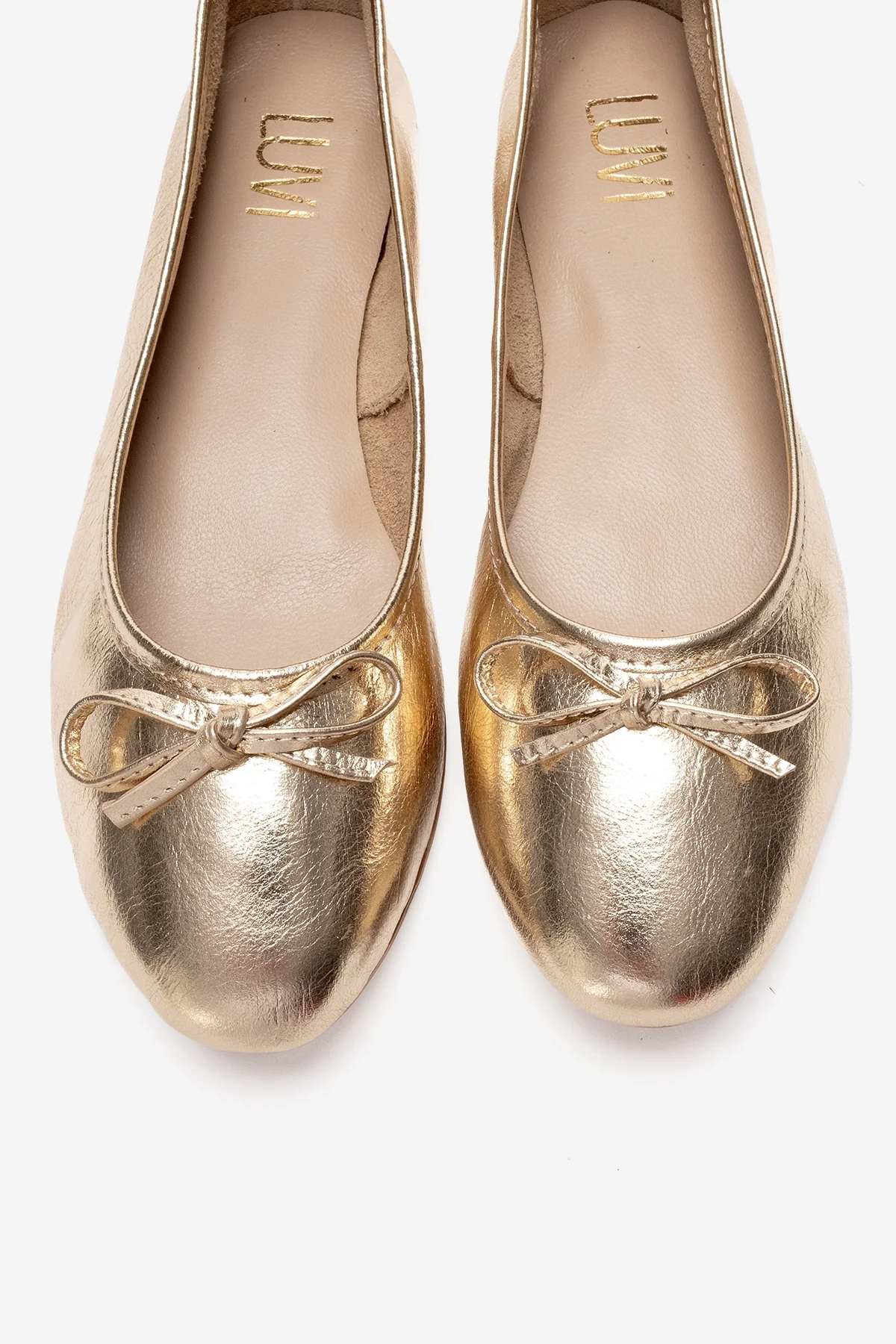 01 - Gold Genuine Leather Ballet Flat (Women) - Image 2