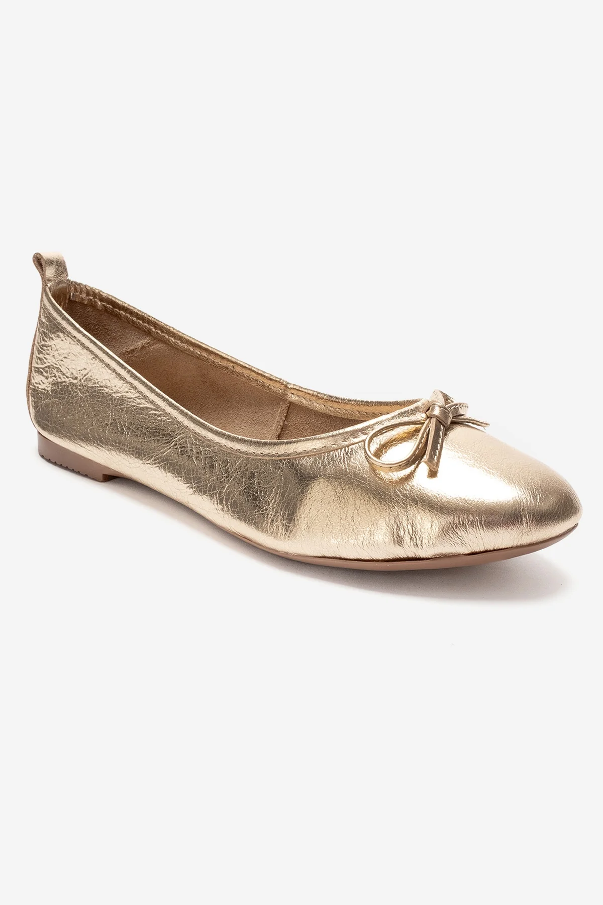 01 - Gold Genuine Leather Ballet Flat (Women) - Image 3