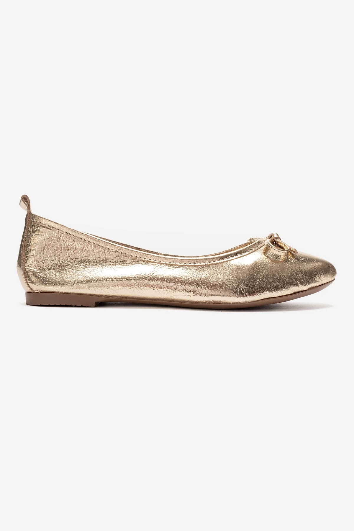 01 - Gold Genuine Leather Ballet Flat (Women) - Image 6
