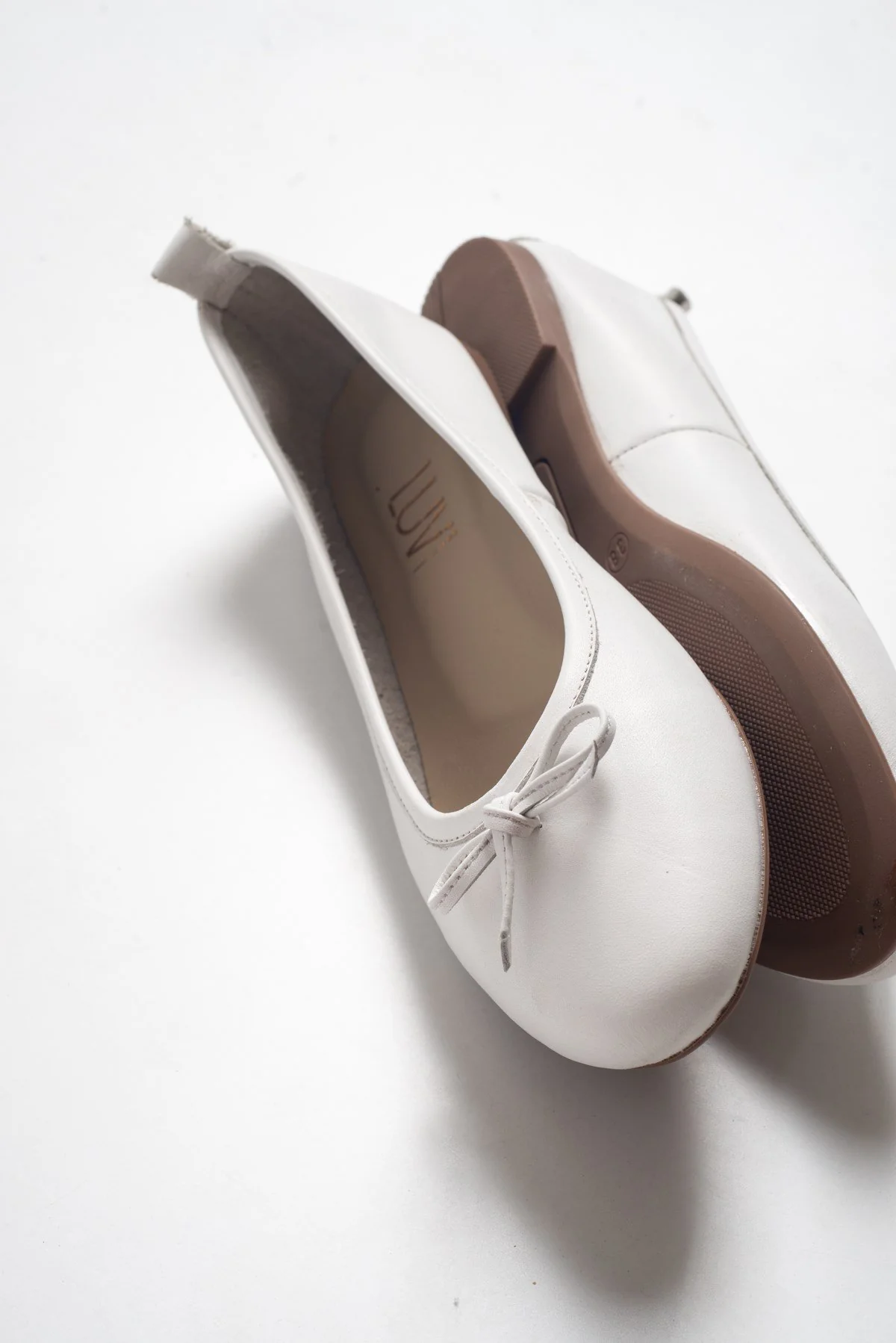 01 - White Genuine Leather Ballet Flat (Women) - Image 3