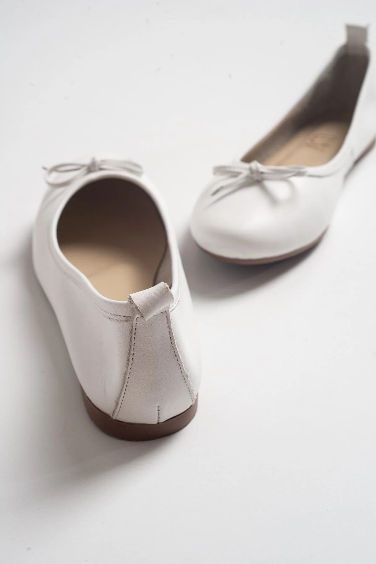 01 - White Genuine Leather Ballet Flat (Women) - Image 4