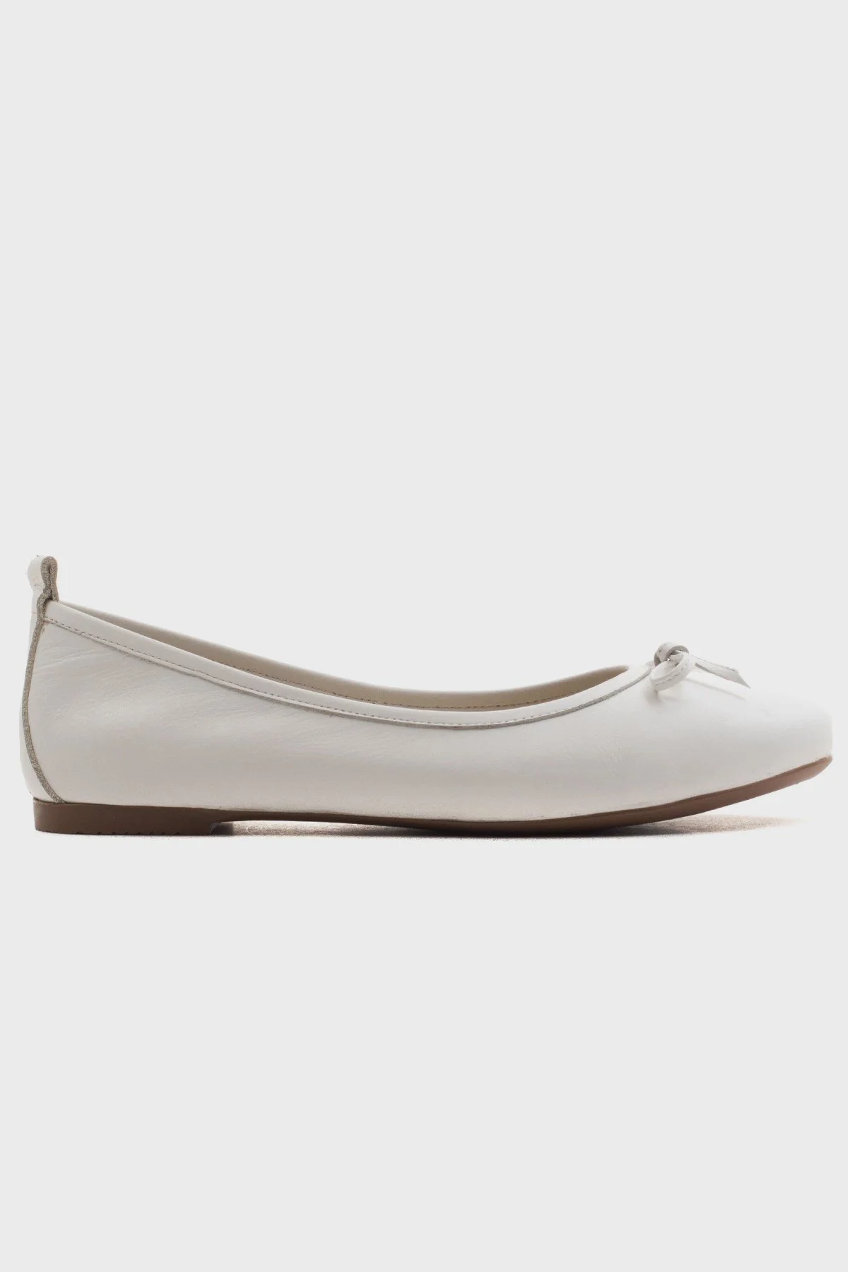 01 - White Genuine Leather Ballet Flat (Women) - Image 5