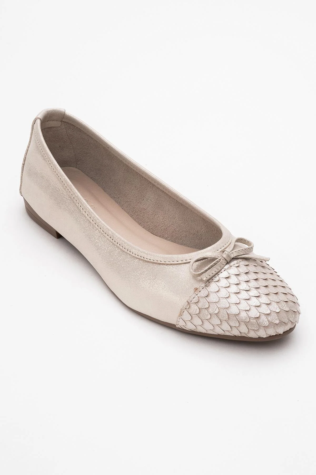 02 - Beige Glitter Genuine Leather Ballet Flat (Women) - Image 6