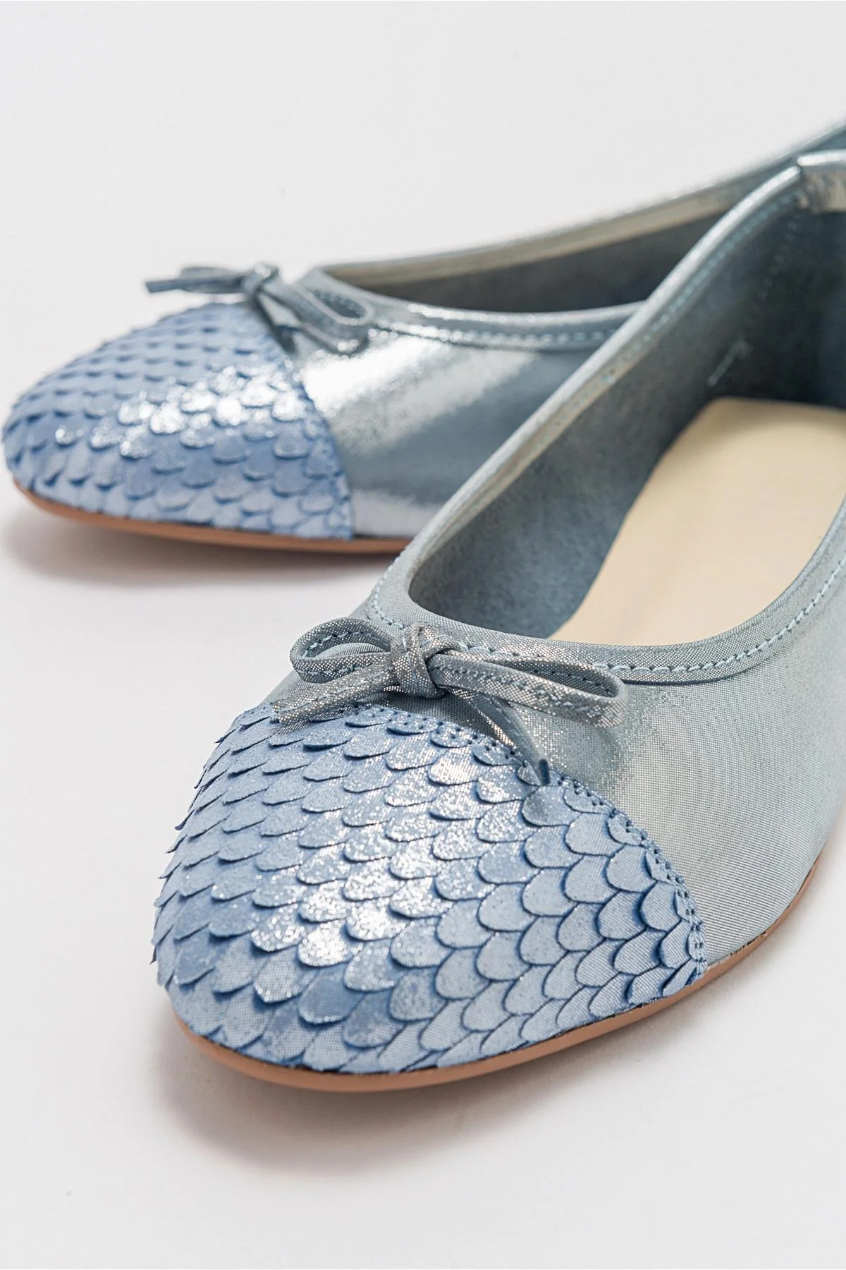 02 - Blue Glitter Genuine Leather Ballet Flat (Women) - Image 3