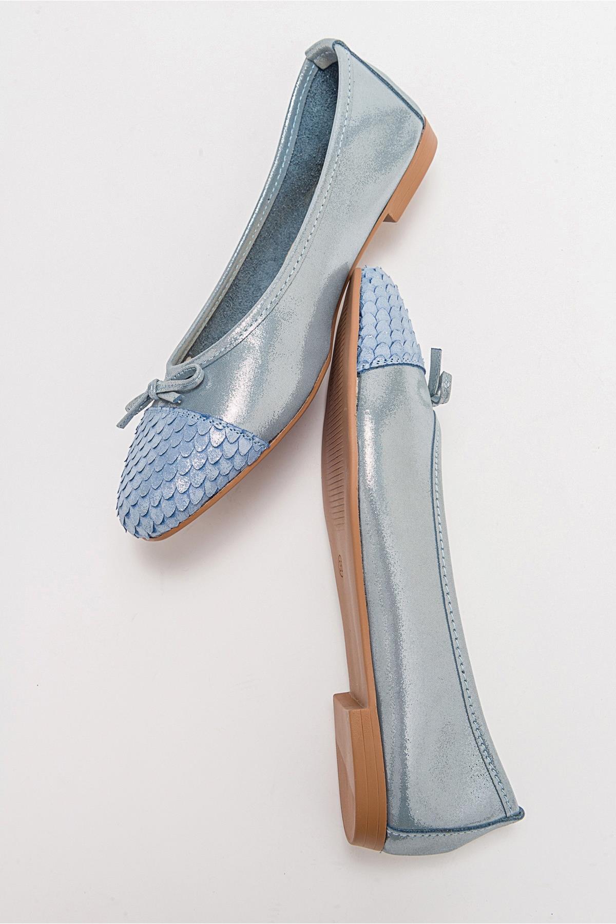 02 - Blue Glitter Genuine Leather Ballet Flat (Women) - Image 9