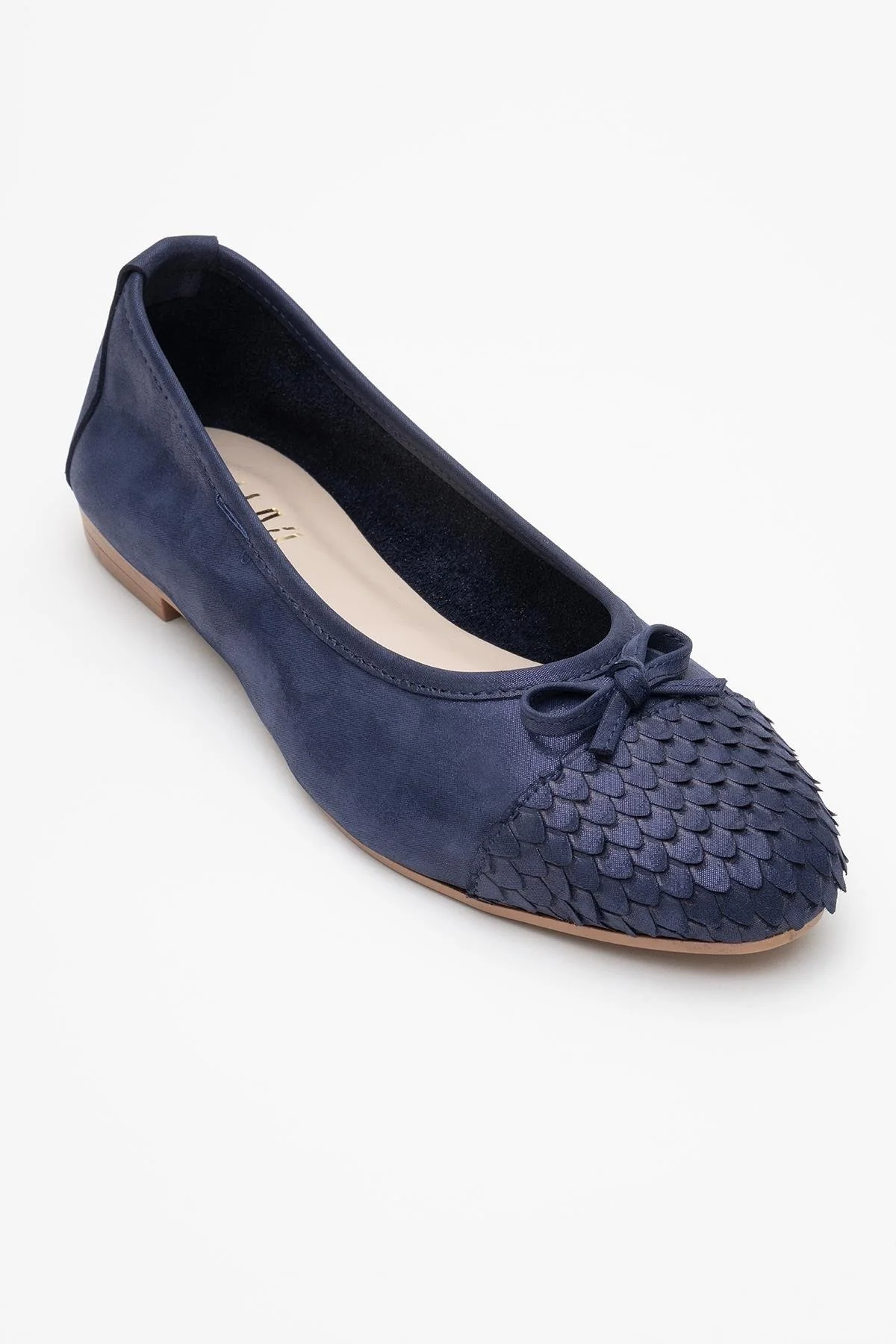 02 - Navy Glitter Genuine Leather Ballet Flat (Women) - Image 3