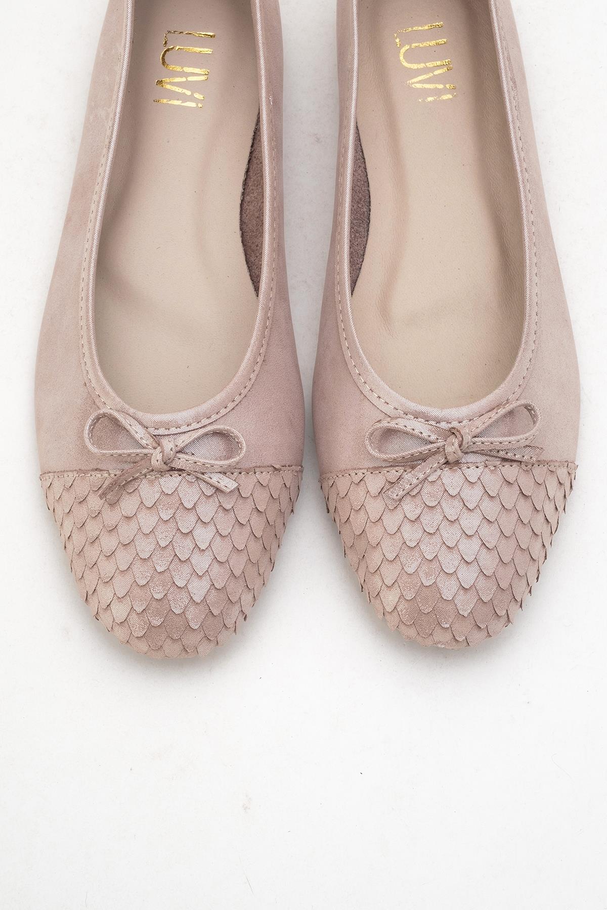 02 - Taupe Genuine Leather Ballet Flat (Women) - Image 2