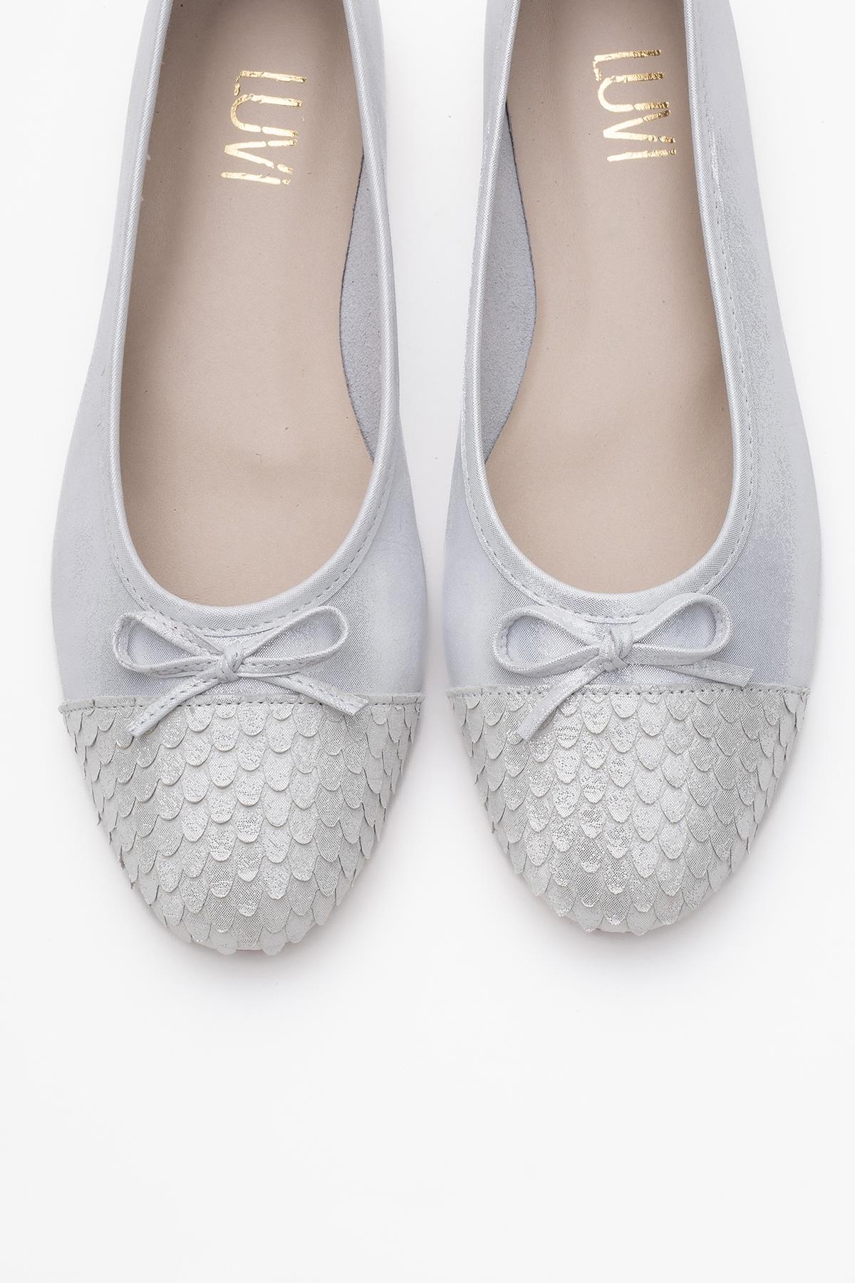 02 - White Genuine Leather Ballet Flat (Women) - Image 2