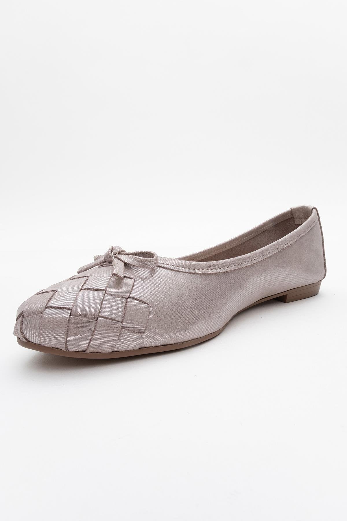 03 - Beige Glitter Genuine Leather Ballet Flat (Women) - Image 4