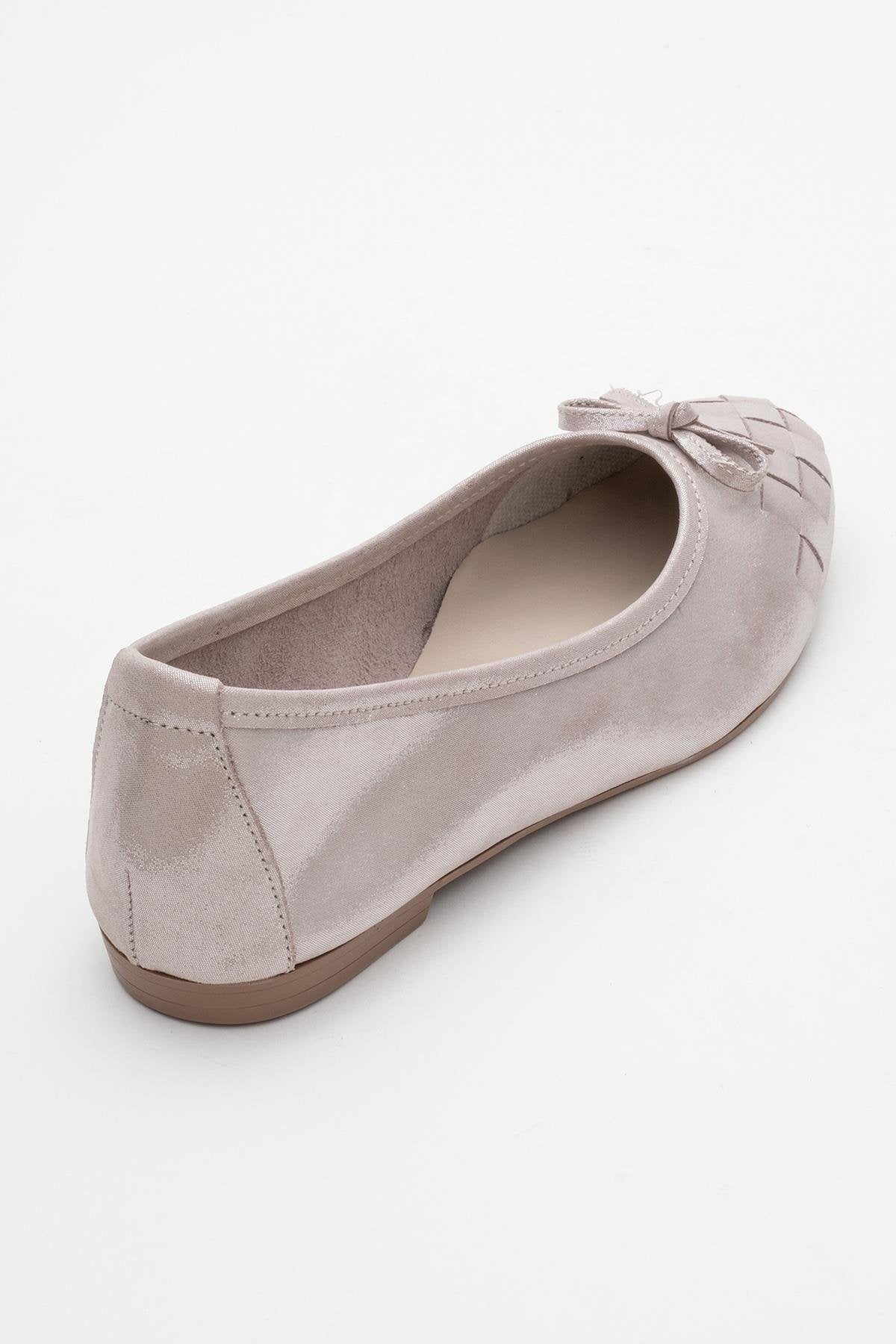 03 - Beige Glitter Genuine Leather Ballet Flat (Women) - Image 5