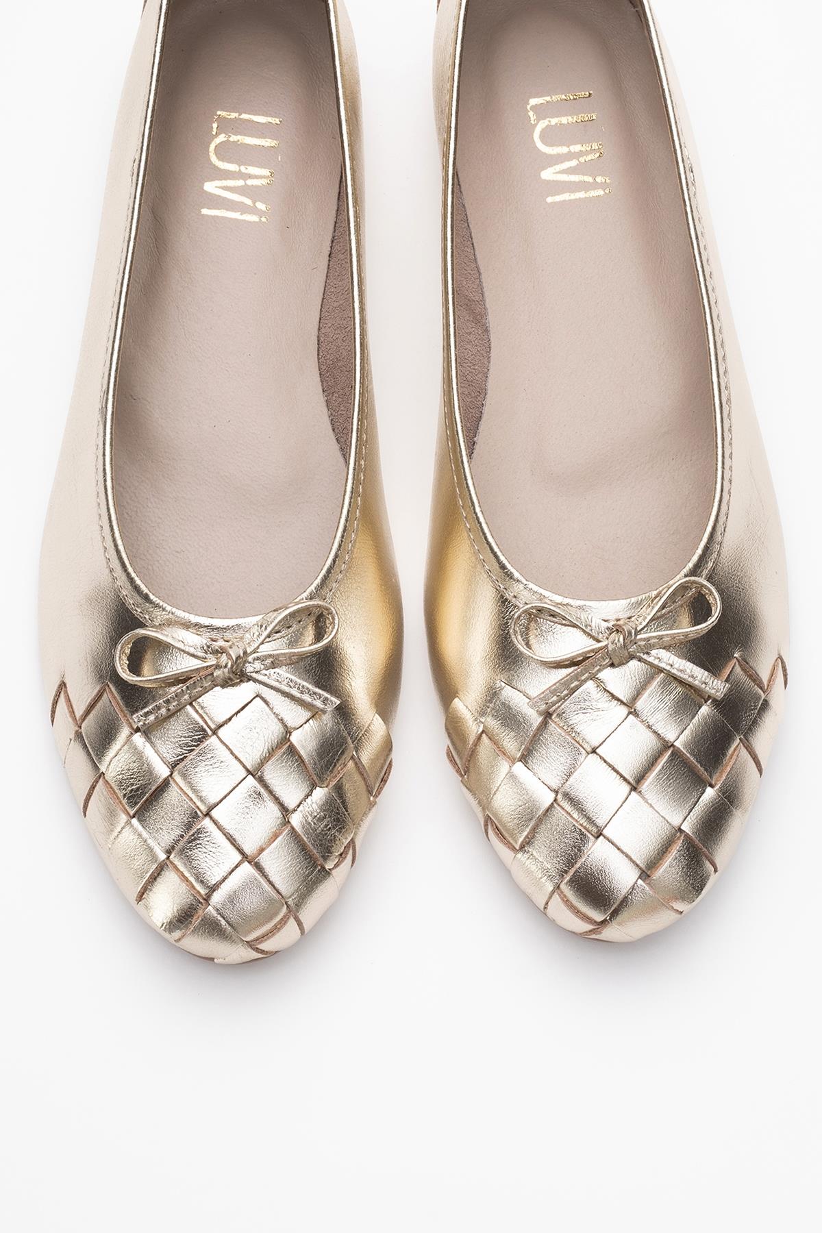 03 - Gold Genuine Leather Ballet Flat (Women) - Image 2
