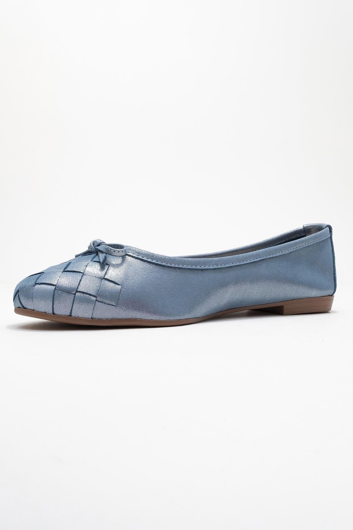 03 - Metallic Blue Genuine Leather Ballet Flat (Women) - Image 4