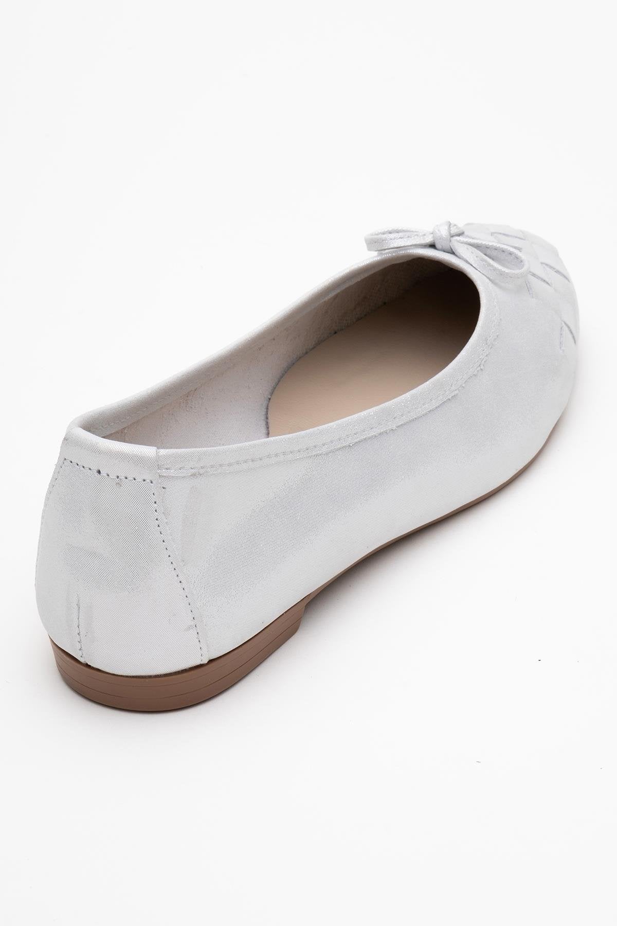 03 - White Glitter Genuine Leather Ballet Flat (Women) - Image 5