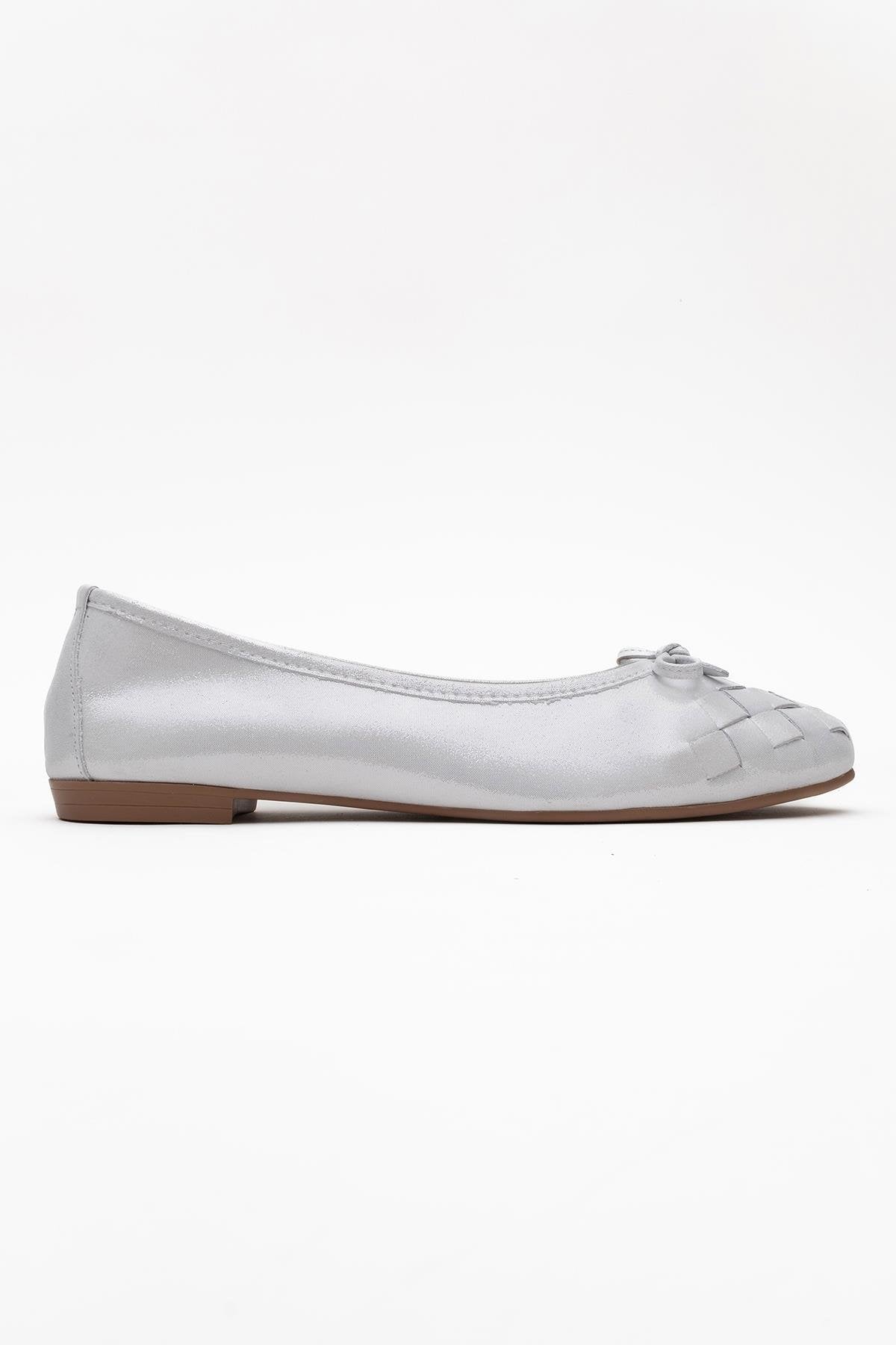 03 - White Glitter Genuine Leather Ballet Flat (Women) - Image 6