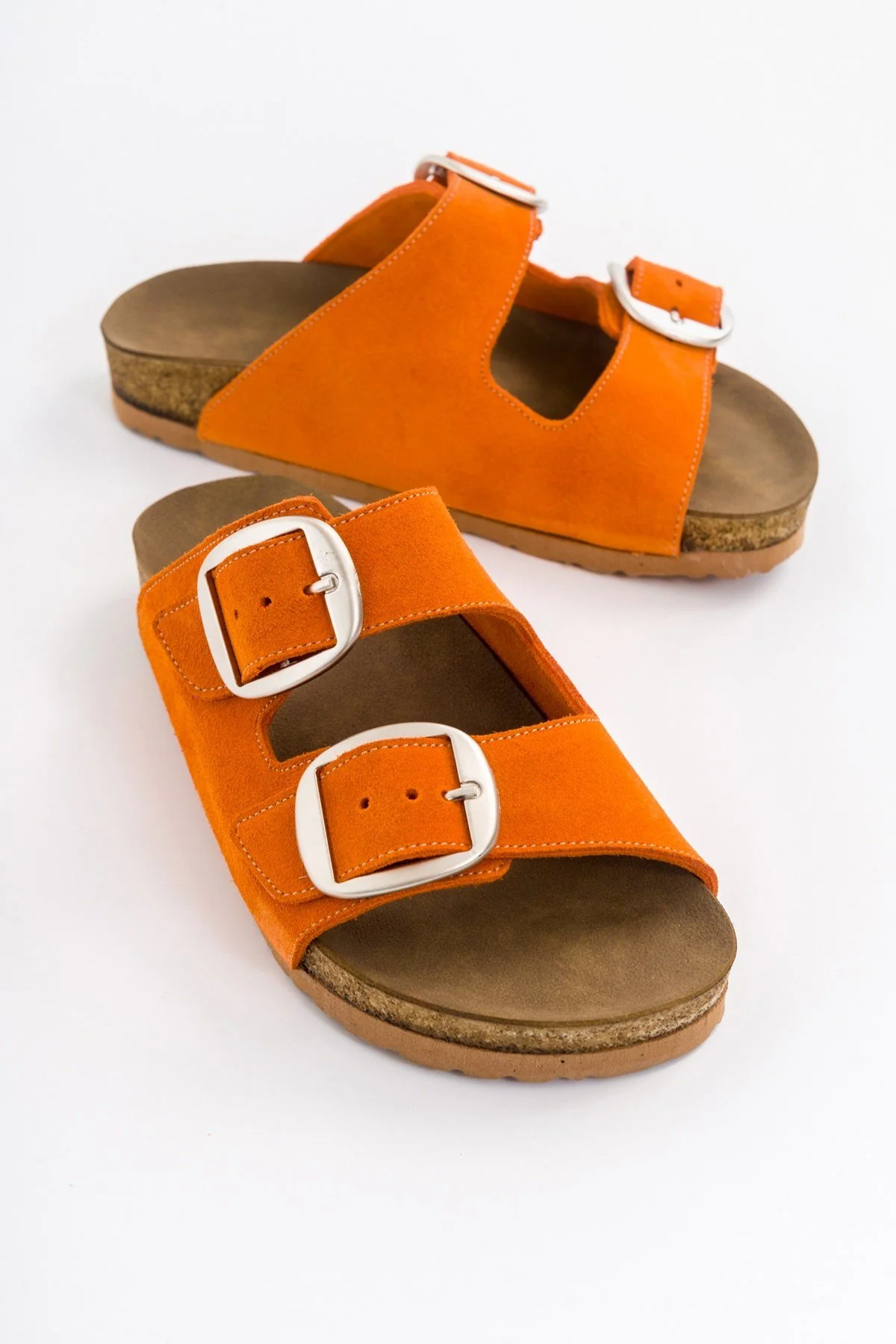 101 - Orange Suede Genuine Leather Slipper (Women)