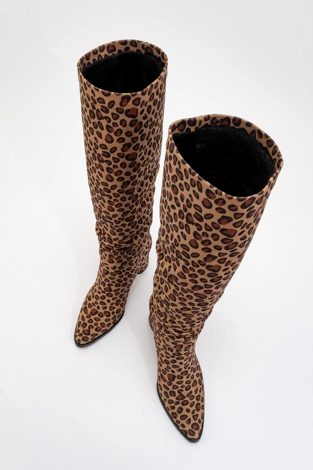 120 - Black Yellow Patterned Gusseted Knee-High Boot (Women) - Image 2