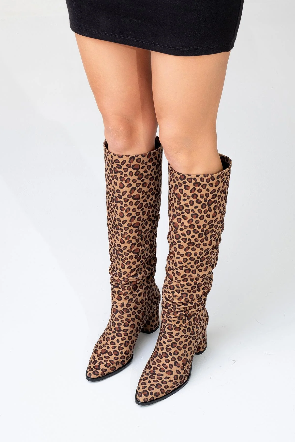 120 - Black Yellow Patterned Gusseted Knee-High Boot (Women) - Image 8