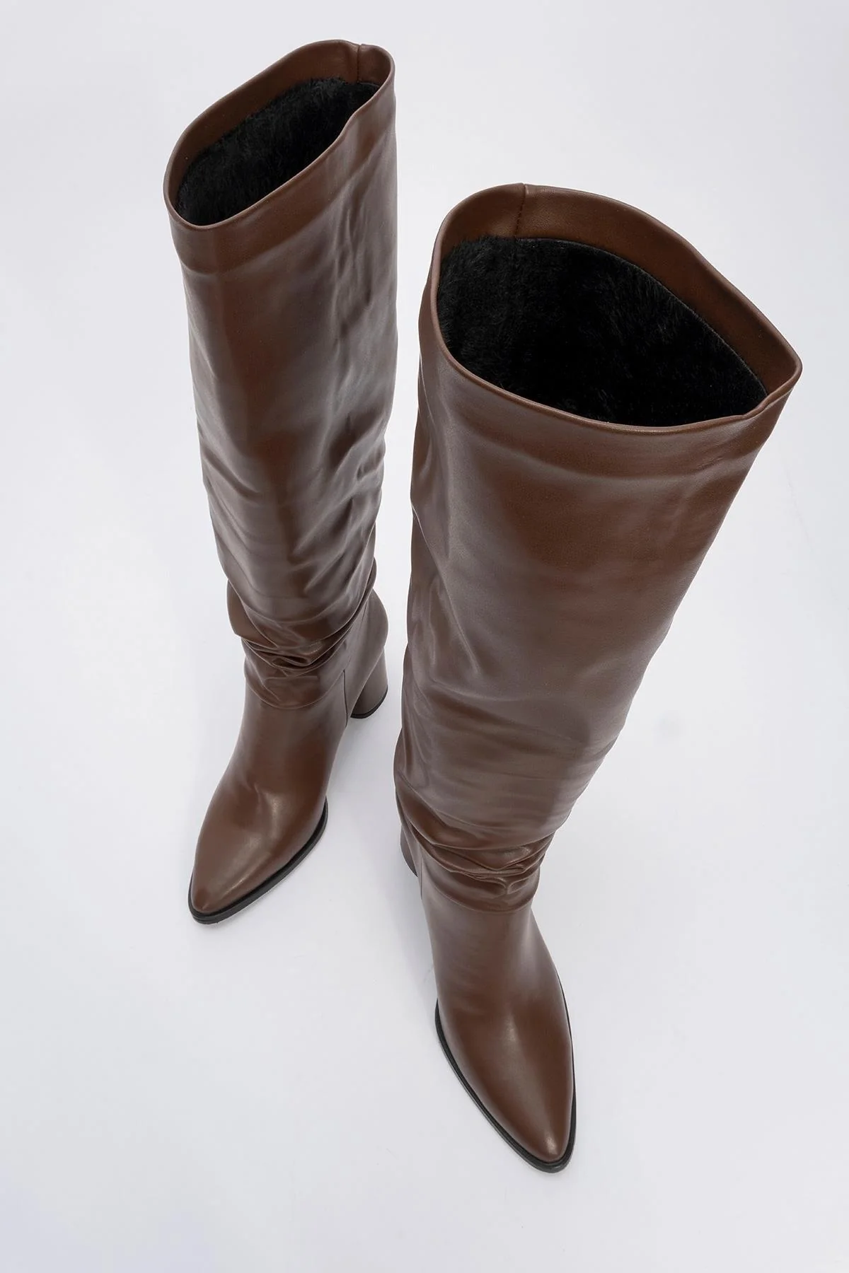 120 - Brown Gusset Block Heel Boot (Women) - Image 2