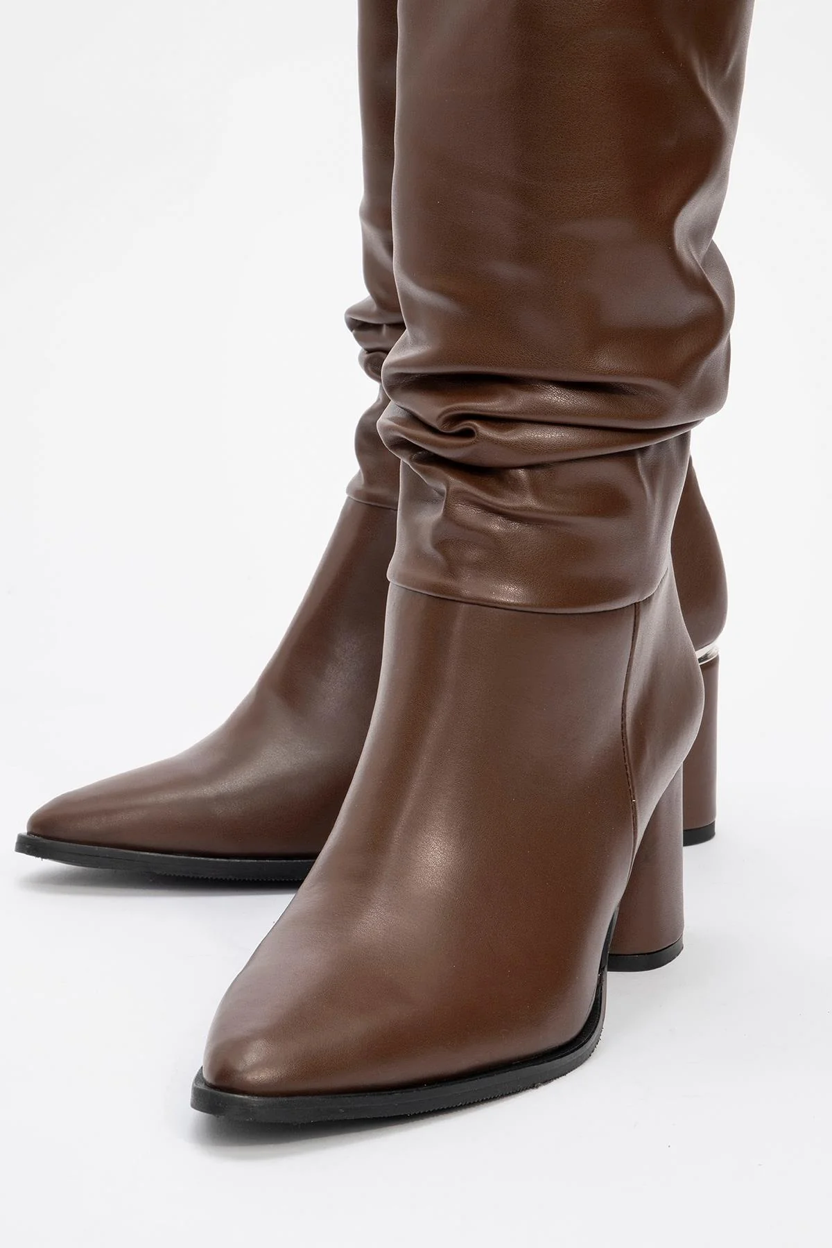 120 - Brown Gusset Block Heel Boot (Women) - Image 3