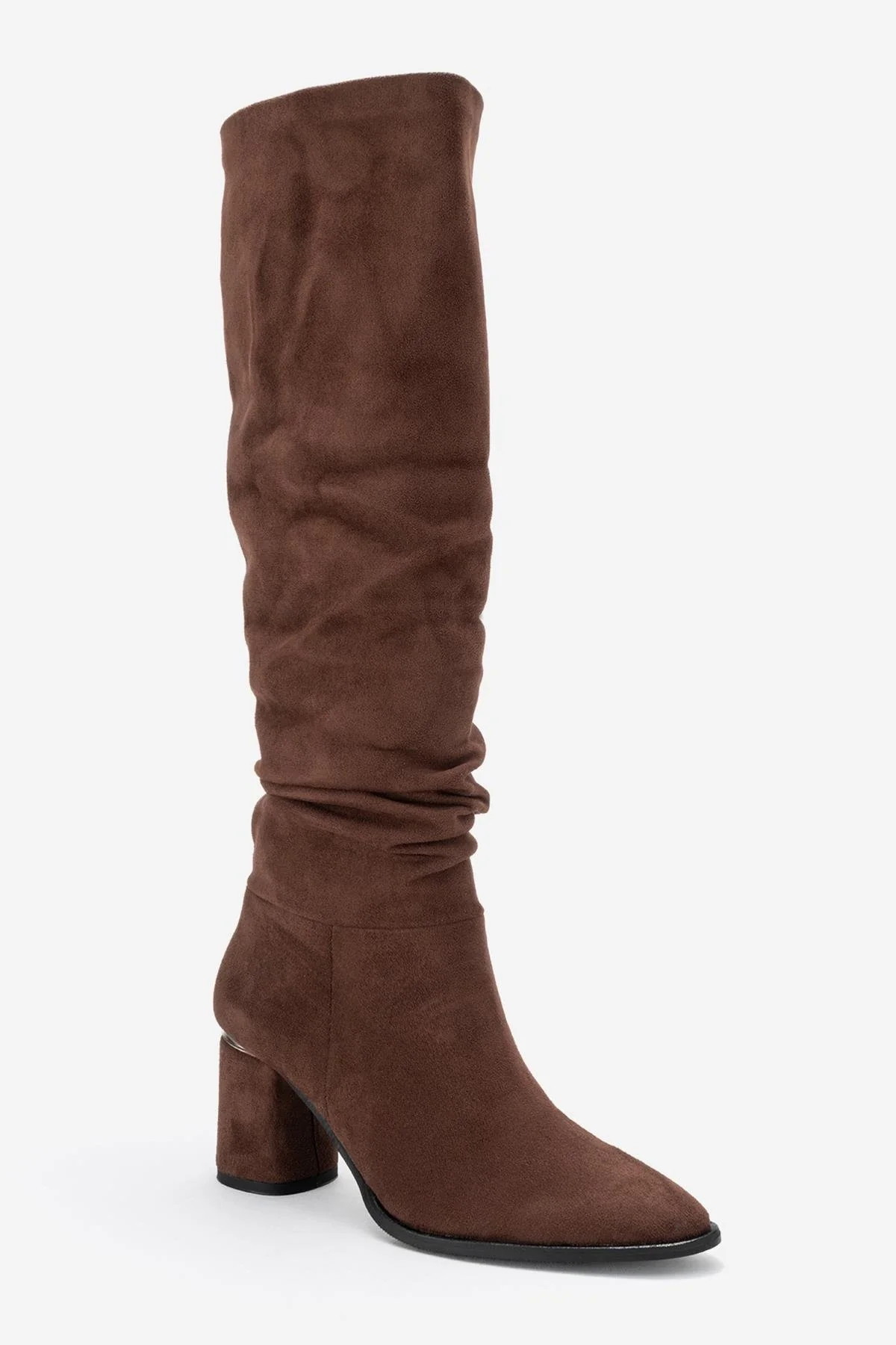 120 - Brown Suede Gusseted Block Heel Knee-High Boot (Women) - Image 3