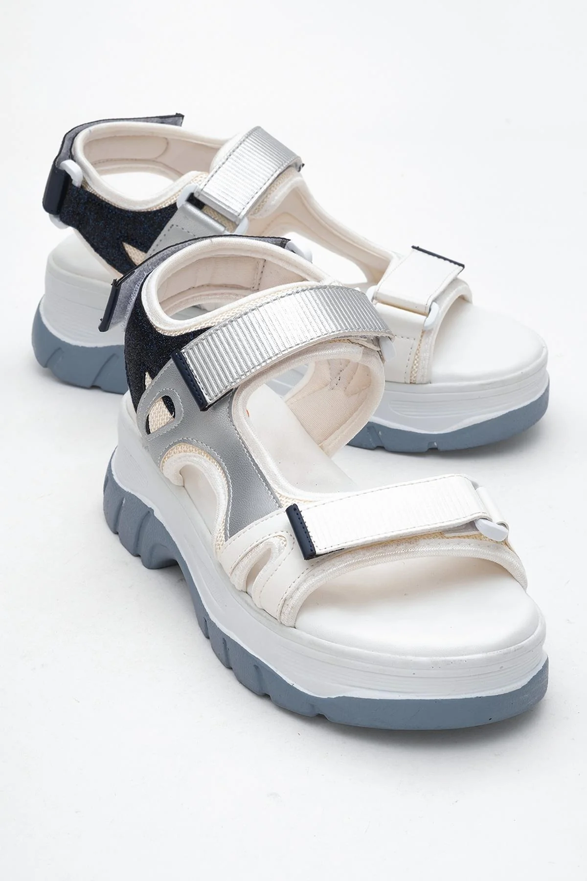 4740 - White-Navy Strap Sandal (Women)
