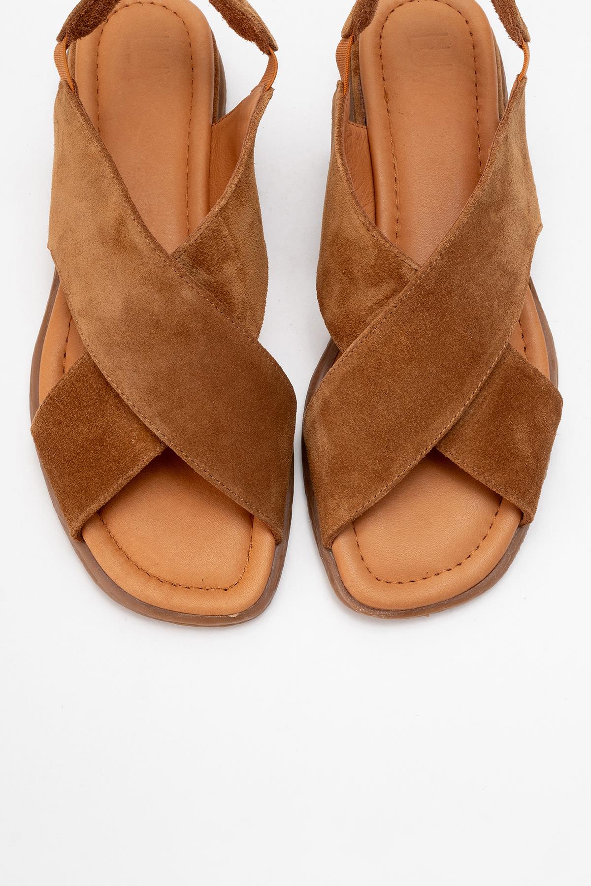 706 - Cognac Brown Leather Thong Sandals (Women) - Image 2