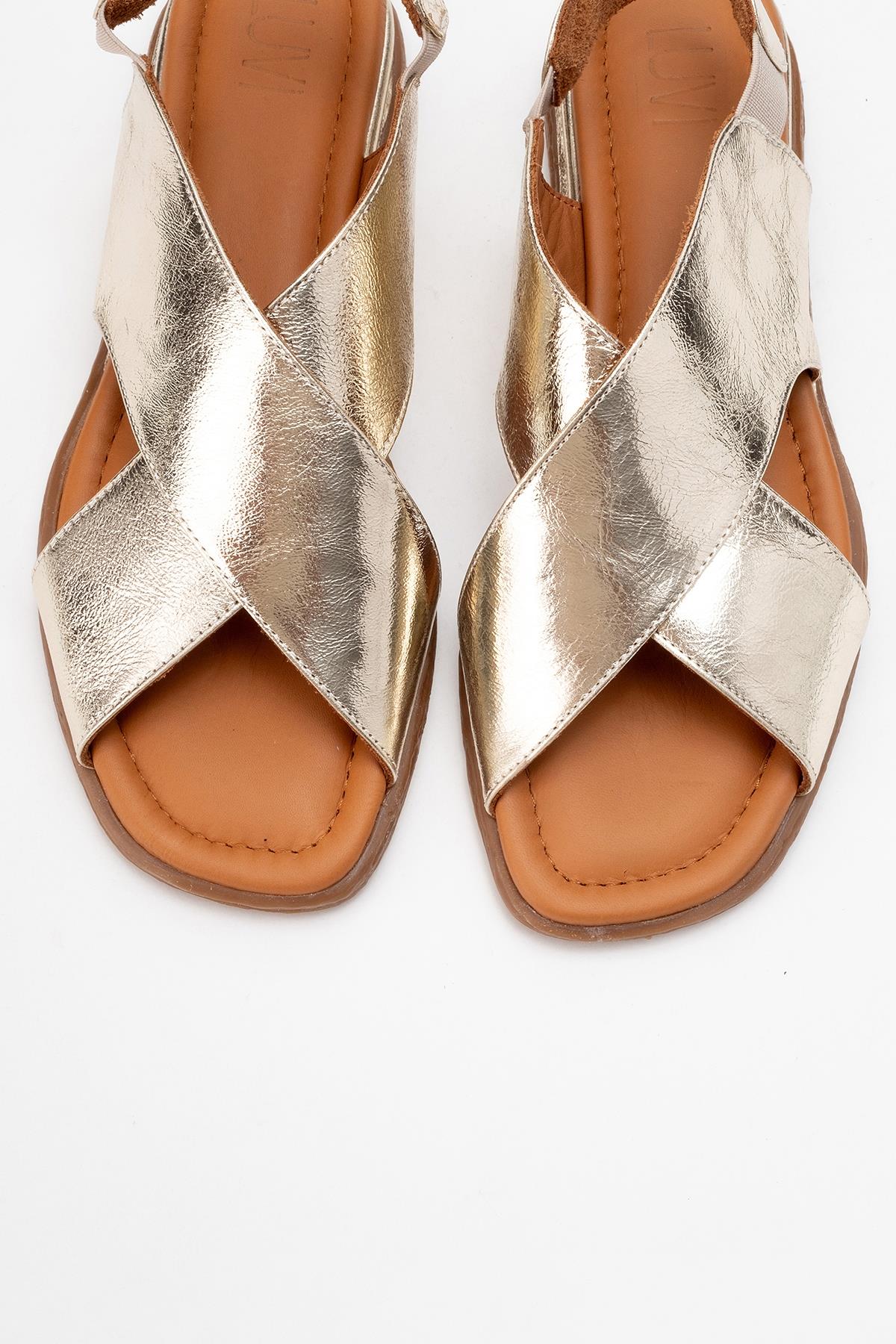 706 - Gold Leather Thong Sandals (Women) - Image 2
