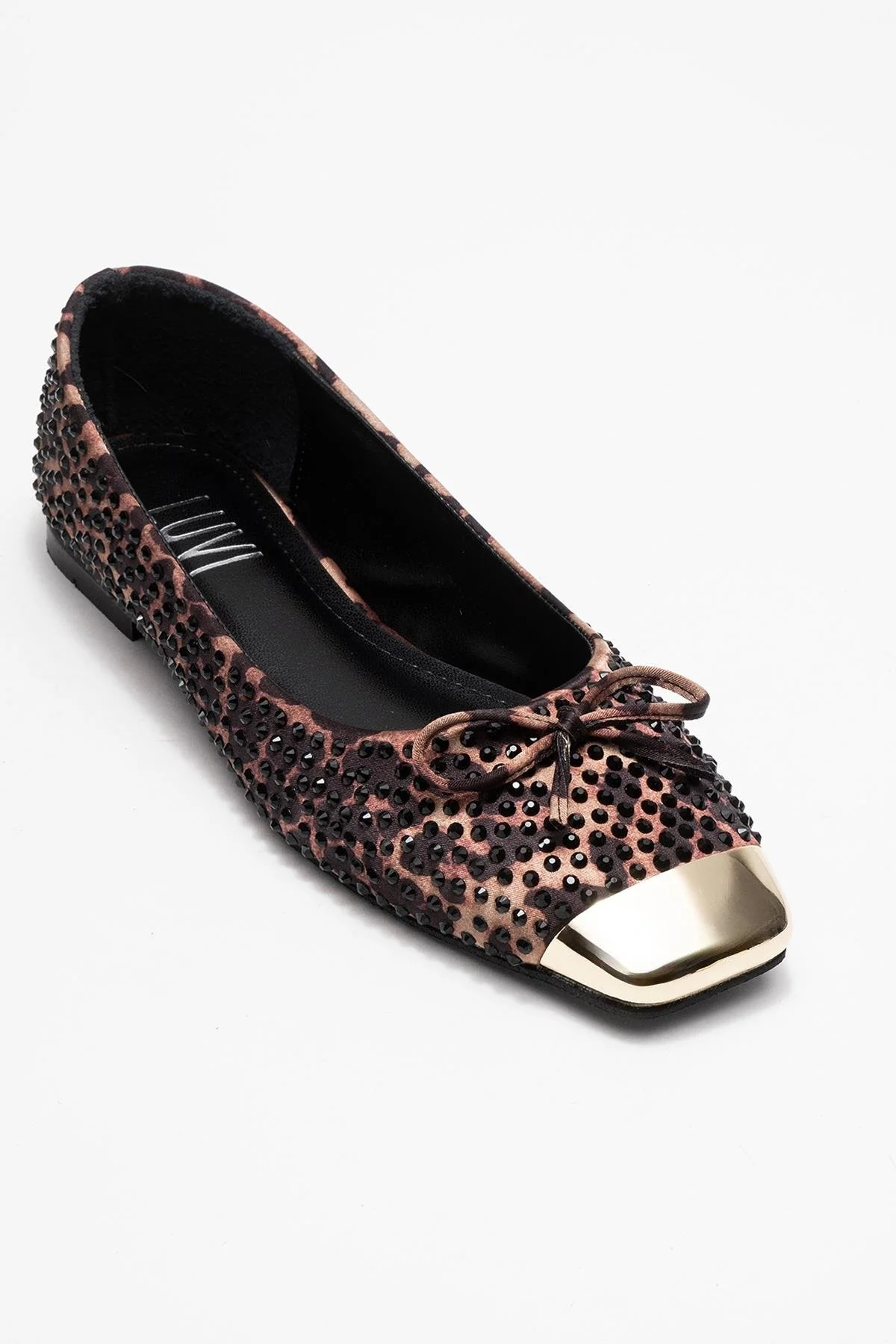 Abra - Black And Yellow Patterned Stone-Embellished Bow Ballet Flat (Women) - Image 3