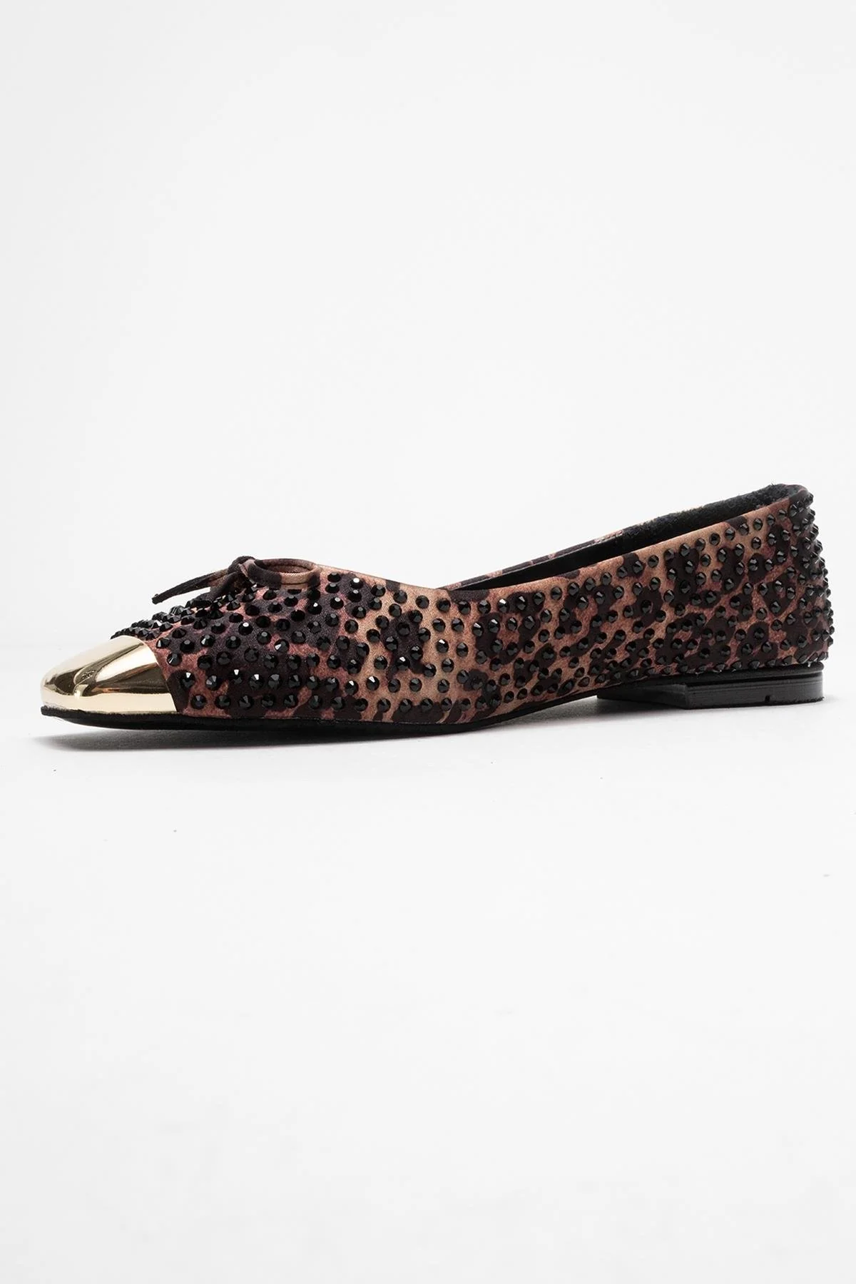Abra - Black And Yellow Patterned Stone-Embellished Bow Ballet Flat (Women) - Image 4