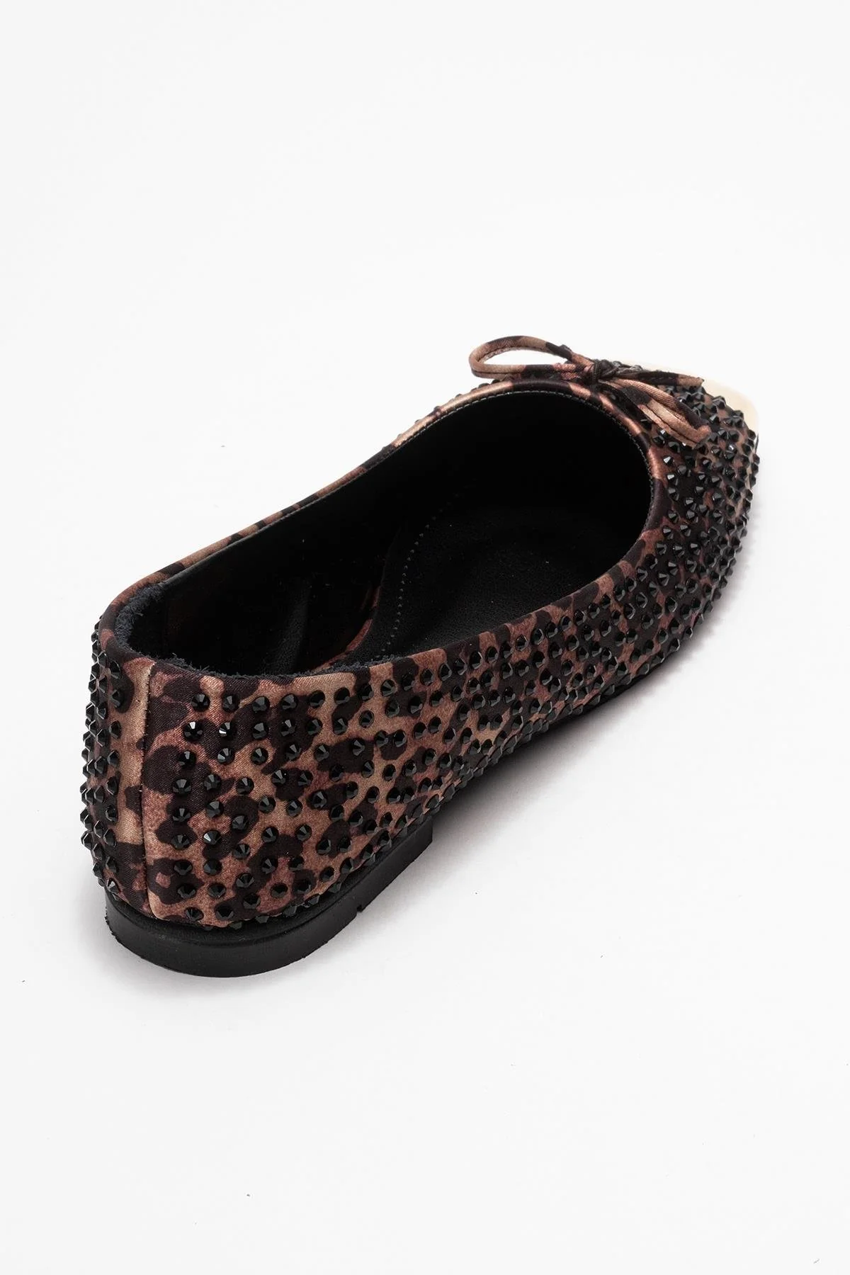 Abra - Black And Yellow Patterned Stone-Embellished Bow Ballet Flat (Women) - Image 5