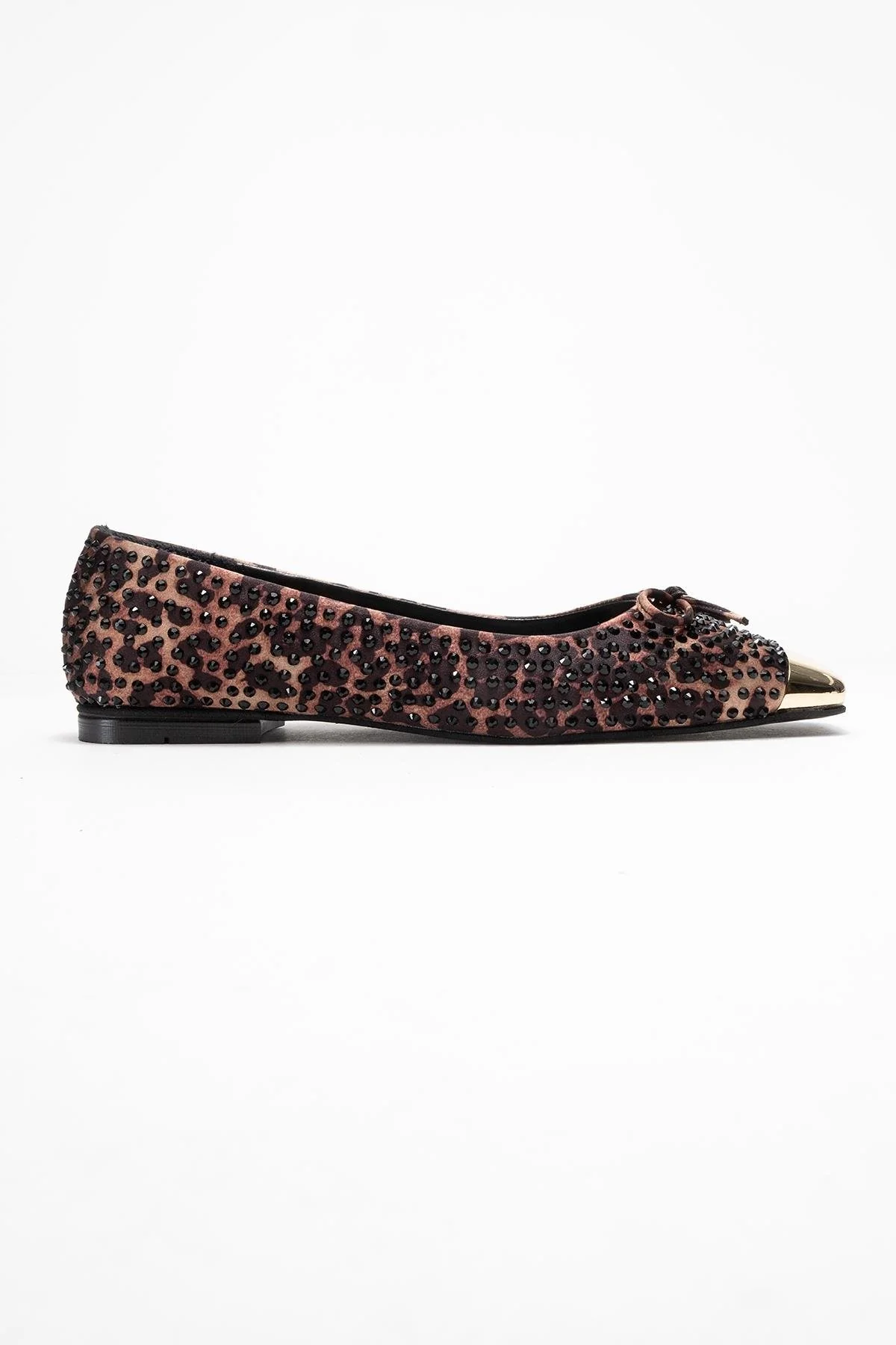 Abra - Black And Yellow Patterned Stone-Embellished Bow Ballet Flat (Women) - Image 6
