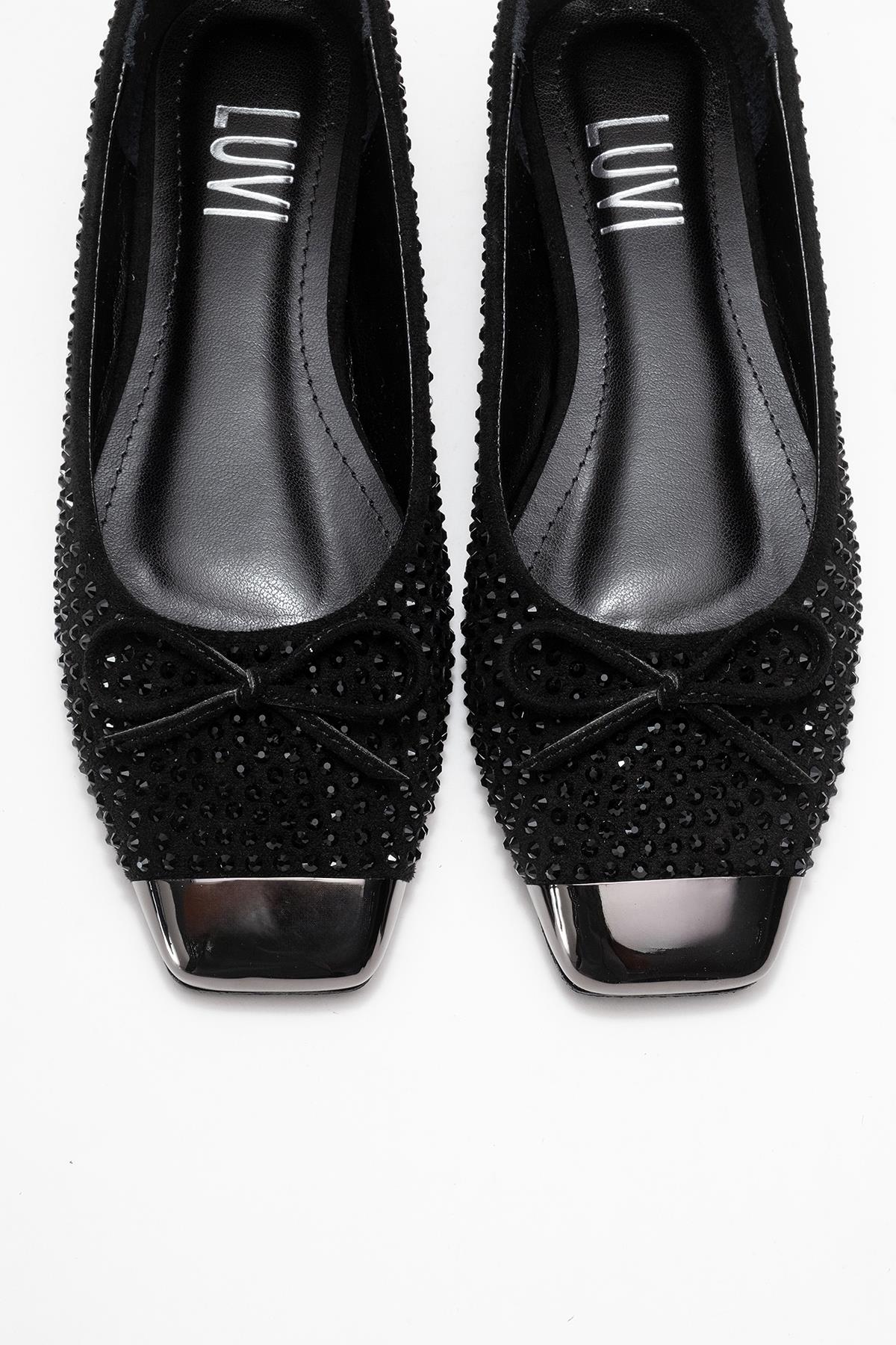 Abra - Black Stone-Embellished Bow Ballet Flat (Women) - Image 2