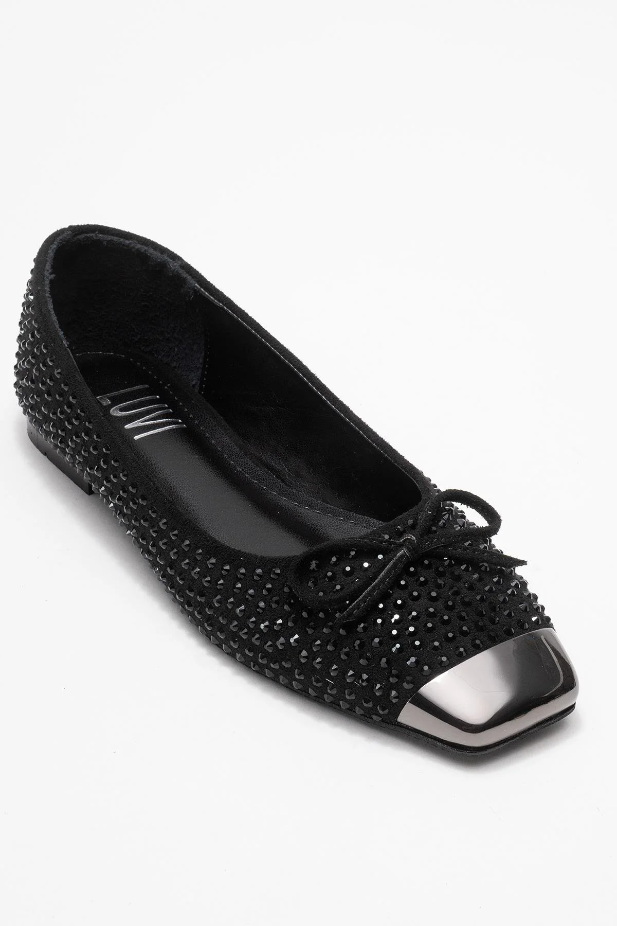 Abra - Black Stone-Embellished Bow Ballet Flat (Women) - Image 3