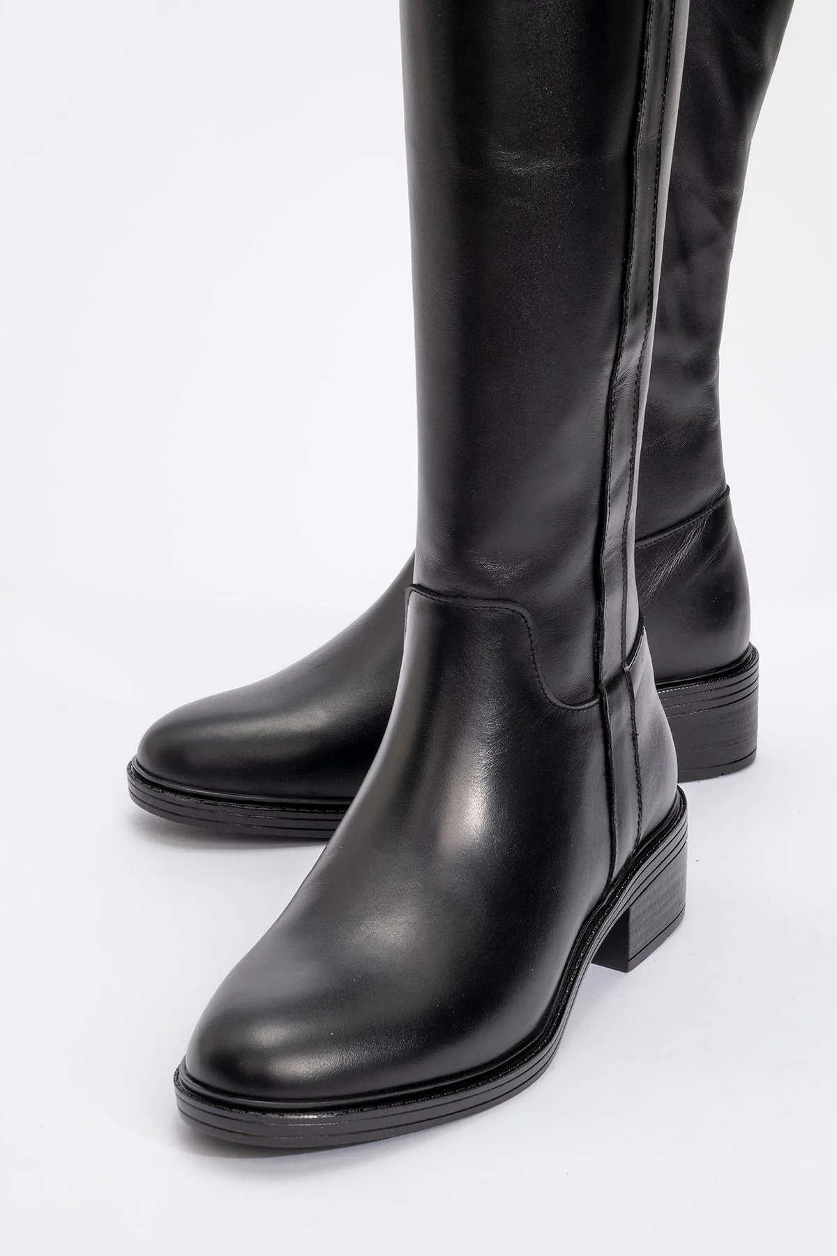 Acro Black Leather Heeled Boot (Women) - Image 4