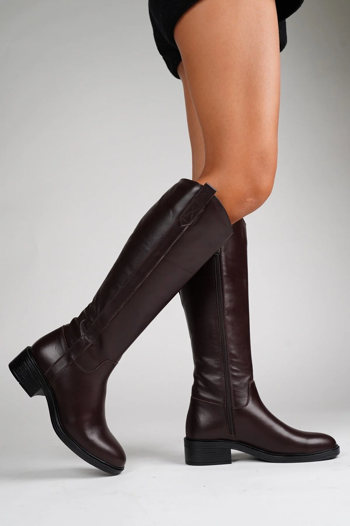 Acro Brown Leather Heeled Boot (Women) - Image 2
