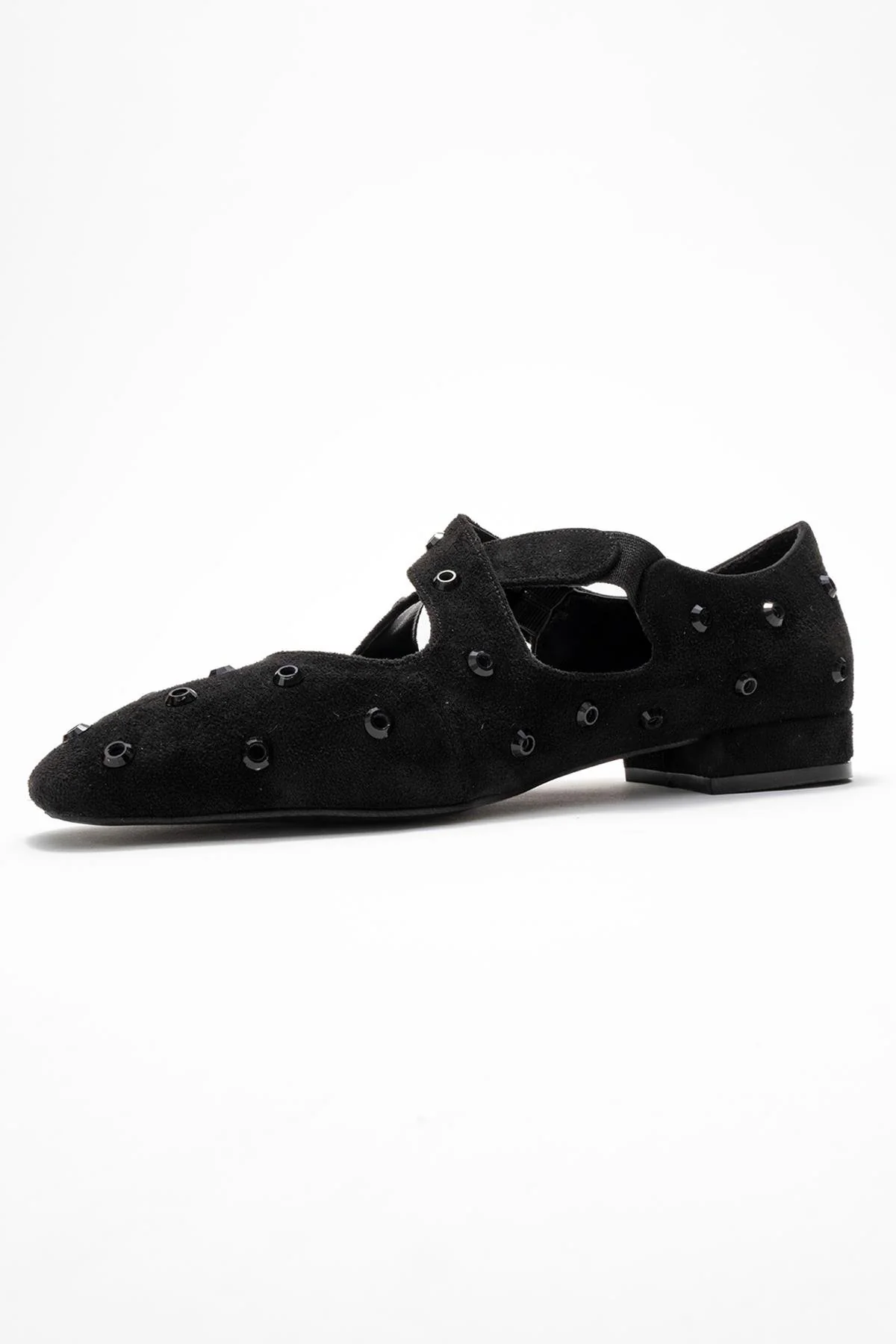 Addison - Black Jeweled Cross-Strap Ballet Flat (Women) - Image 4