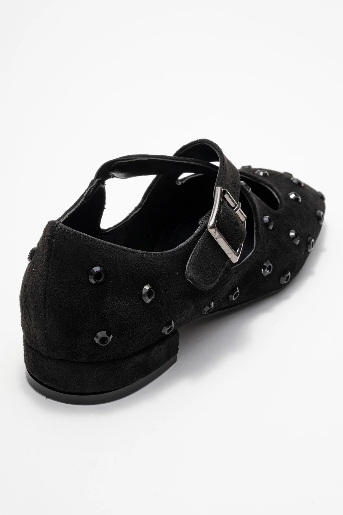 Addison - Black Jeweled Cross-Strap Ballet Flat (Women) - Image 5