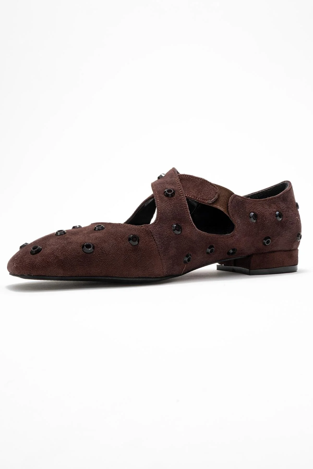 Addison - Brown Jeweled Cross-Strap Ballet Flat (Women) - Image 4