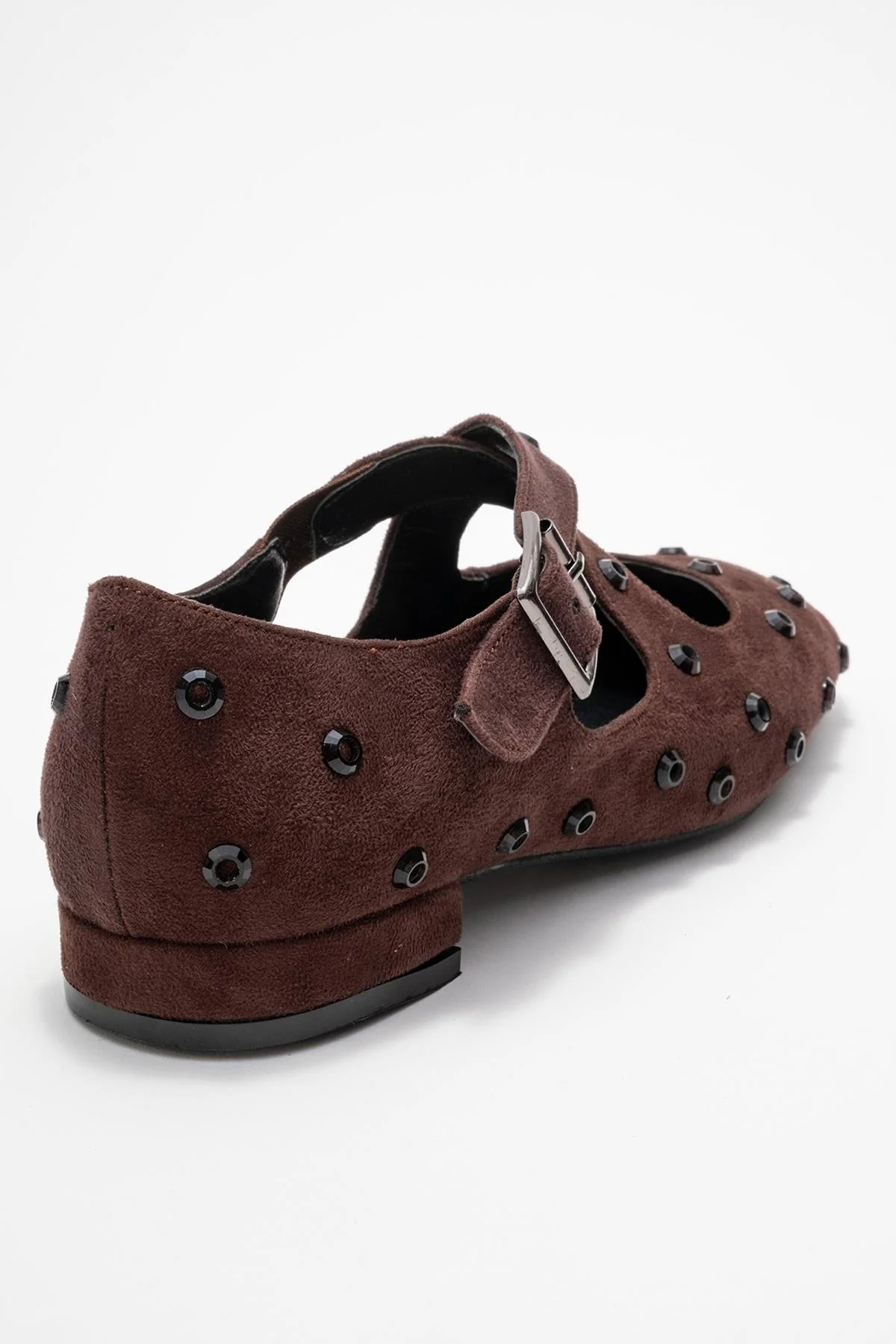 Addison - Brown Jeweled Cross-Strap Ballet Flat (Women) - Image 5