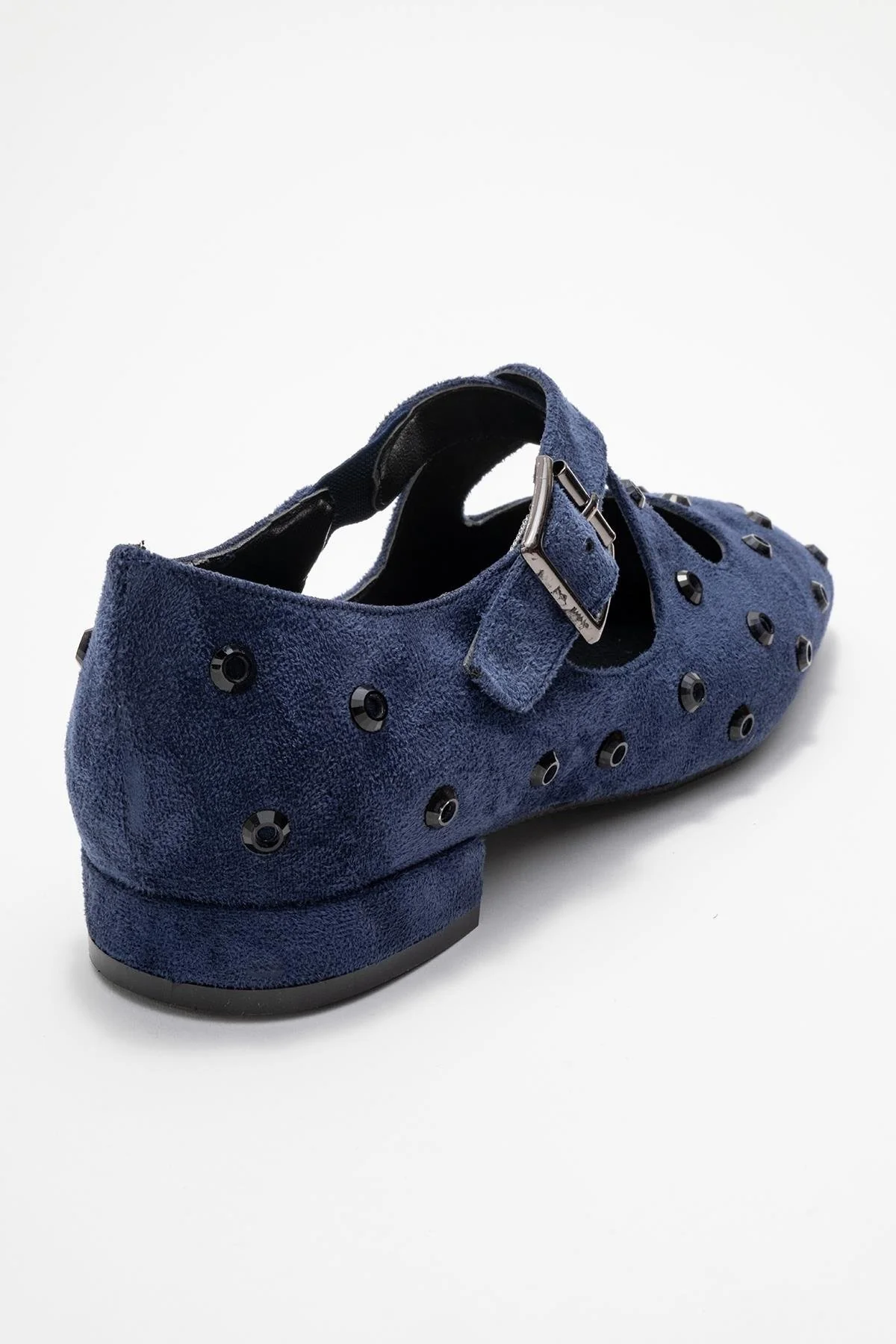 Addison - Navy Jeweled Cross-Strap Ballet Flat (Women) - Image 5