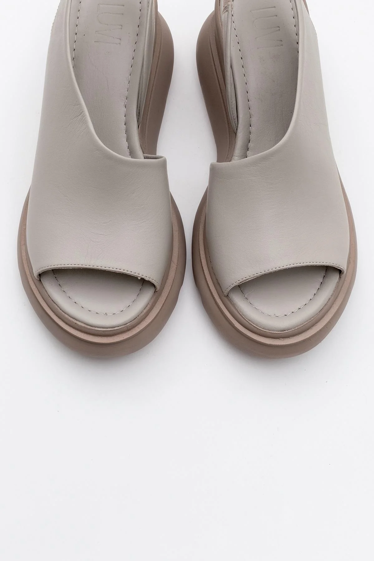 Agusto - Beige Leather Platform Sandal (Women) - Image 2