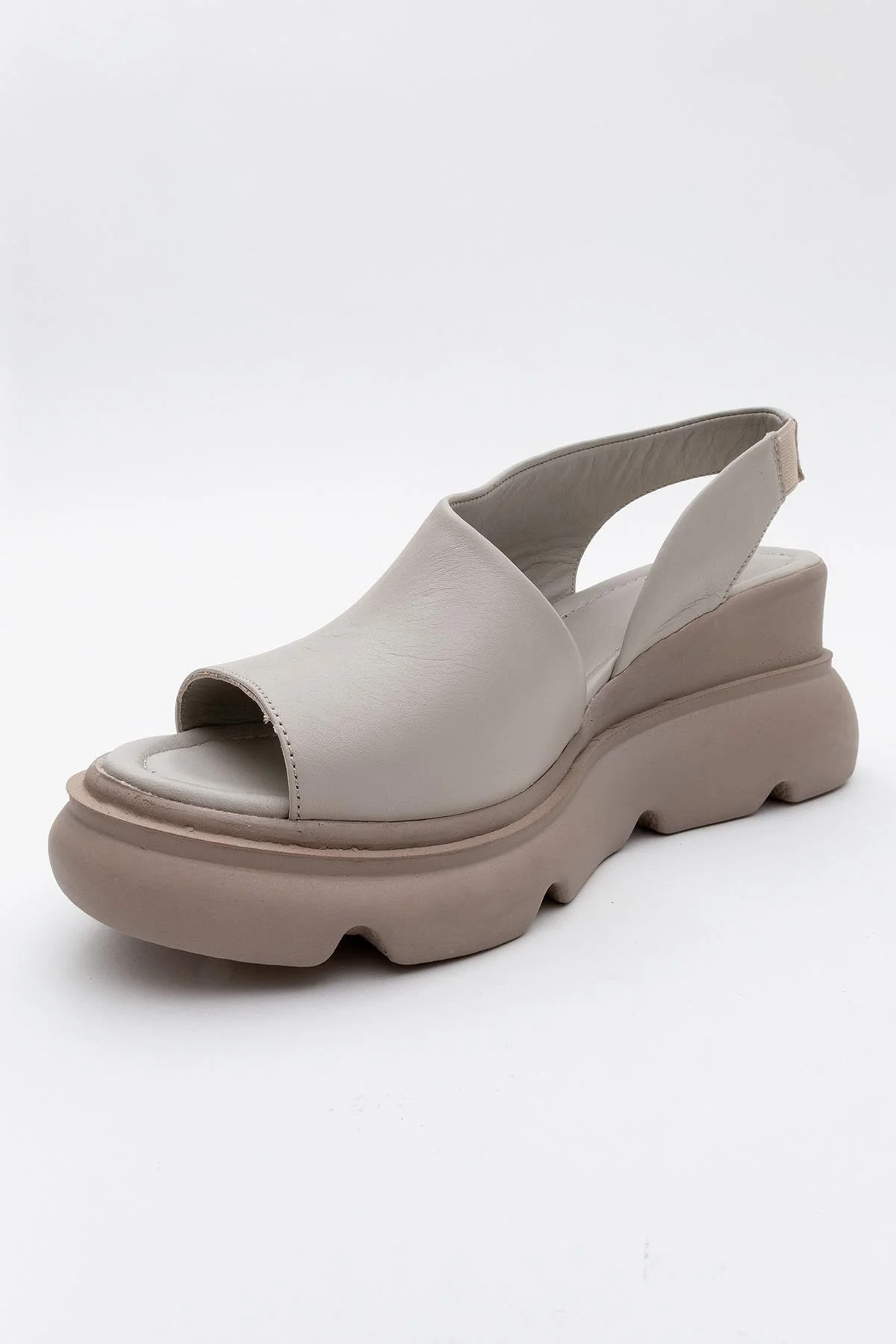 Agusto - Beige Leather Platform Sandal (Women) - Image 3