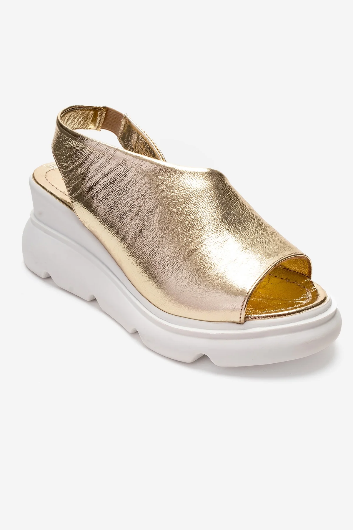 AGUSTO - Gold Genuine Leather Wedge Heel Sandal (Women) - Image 3