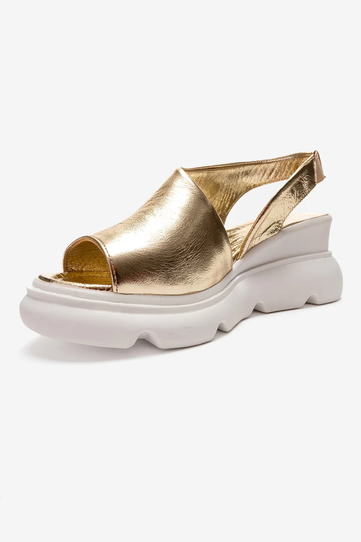 AGUSTO - Gold Genuine Leather Wedge Heel Sandal (Women) - Image 4