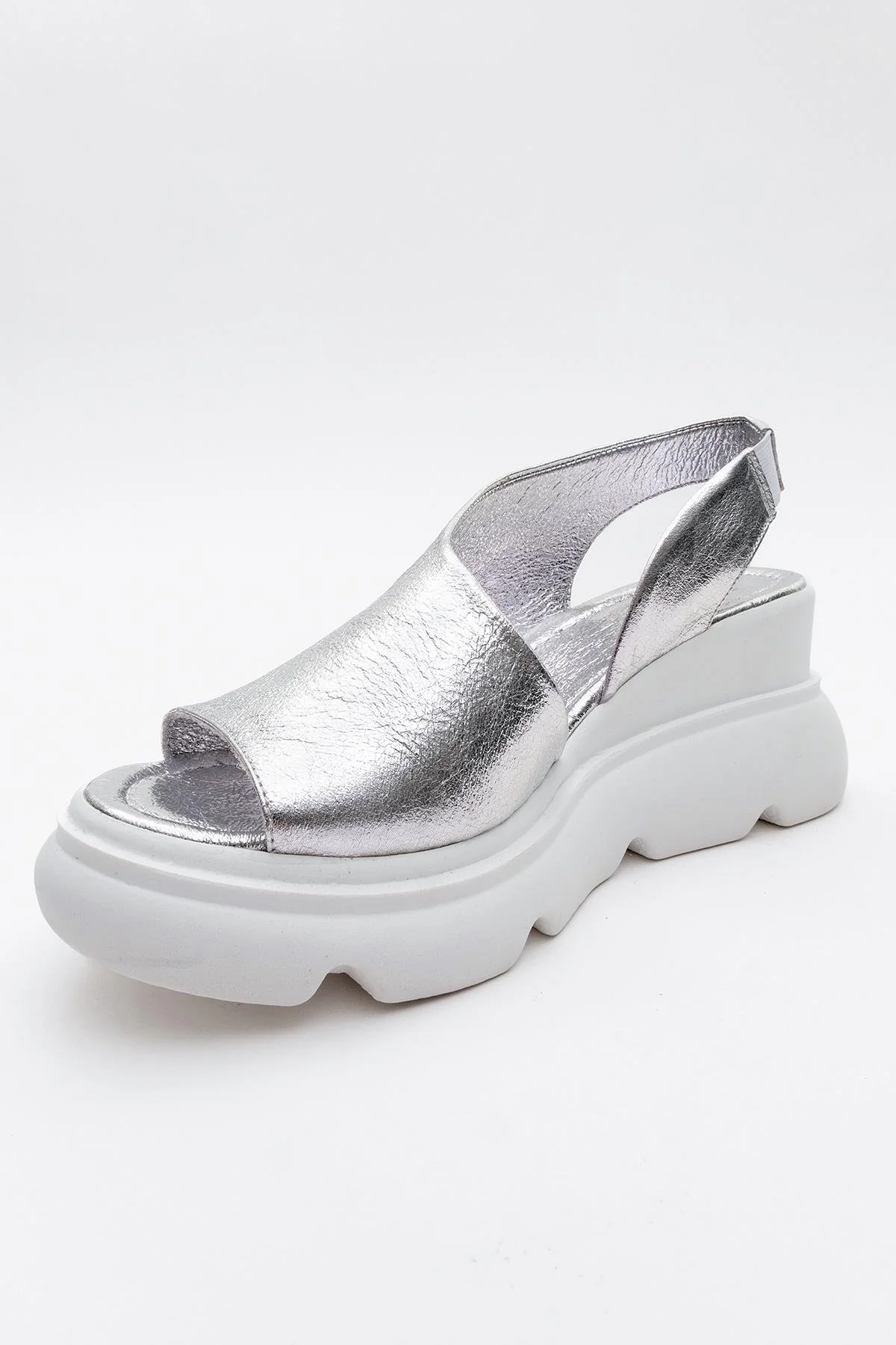 Agusto - Silver Leather Platform Sandal (Women) - Image 3