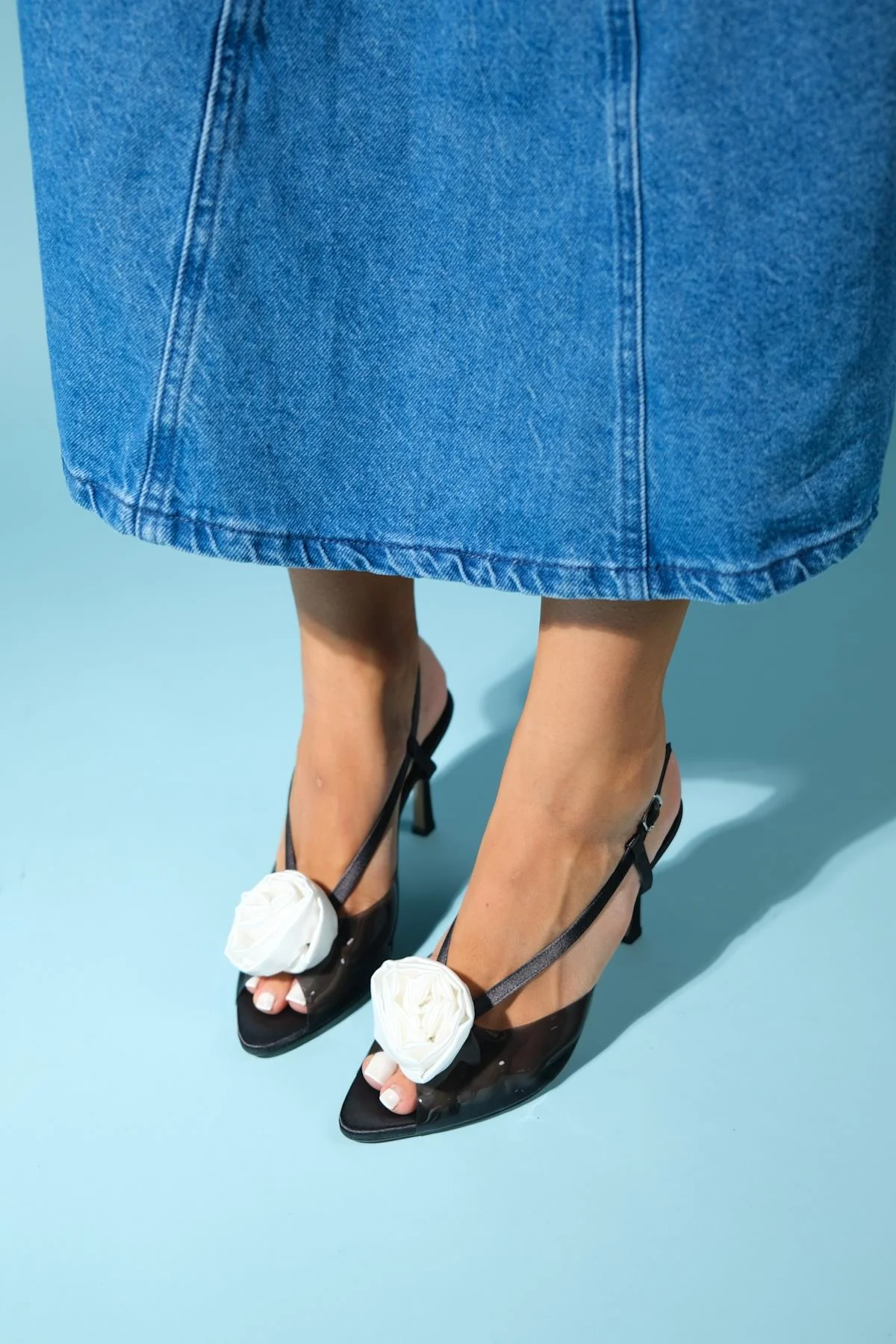 Aisne - Black Floral Transparent Thin Heel Shoe (Women) - Image 4