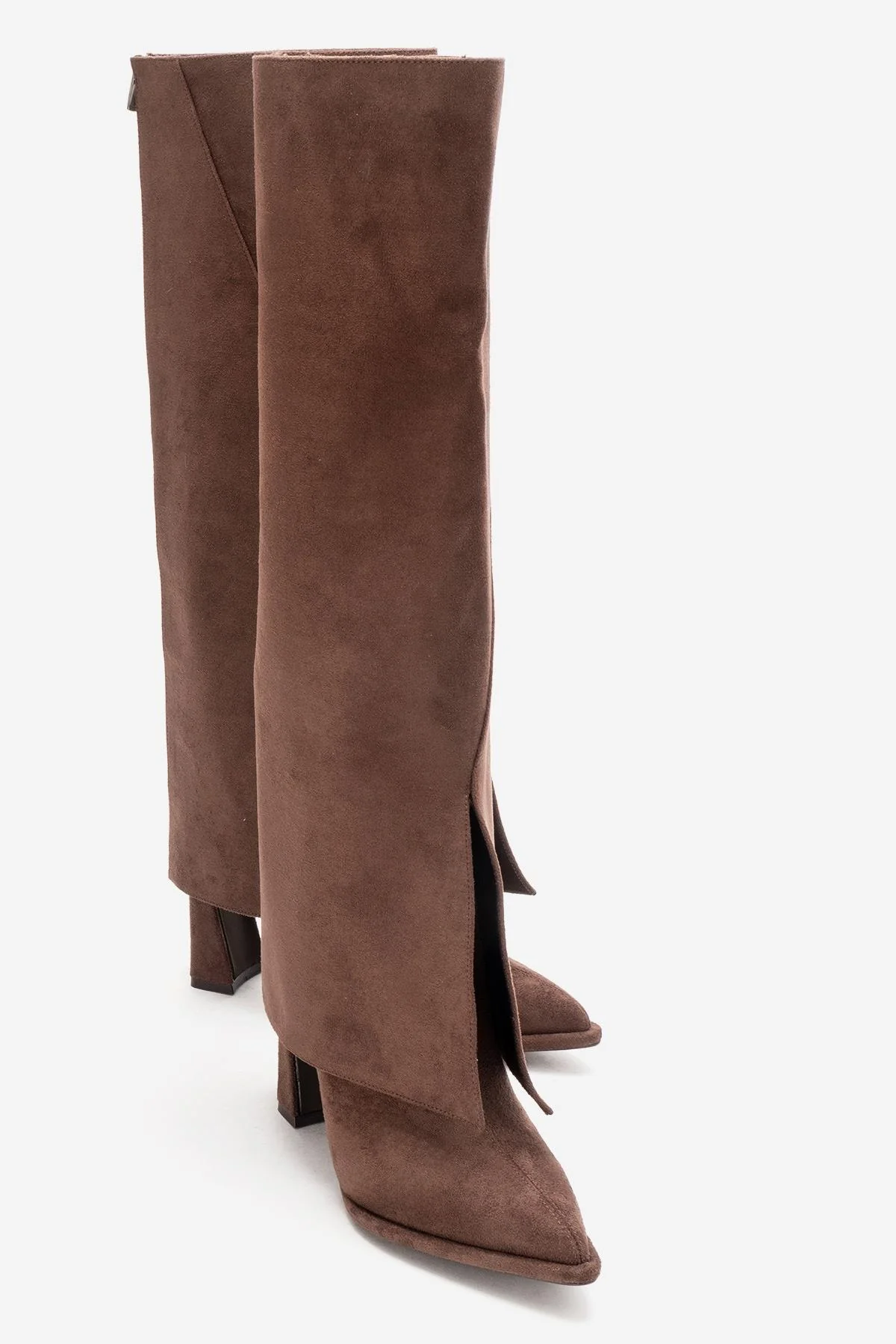 AJA - Brown Suede Block Heel Boot (Women)