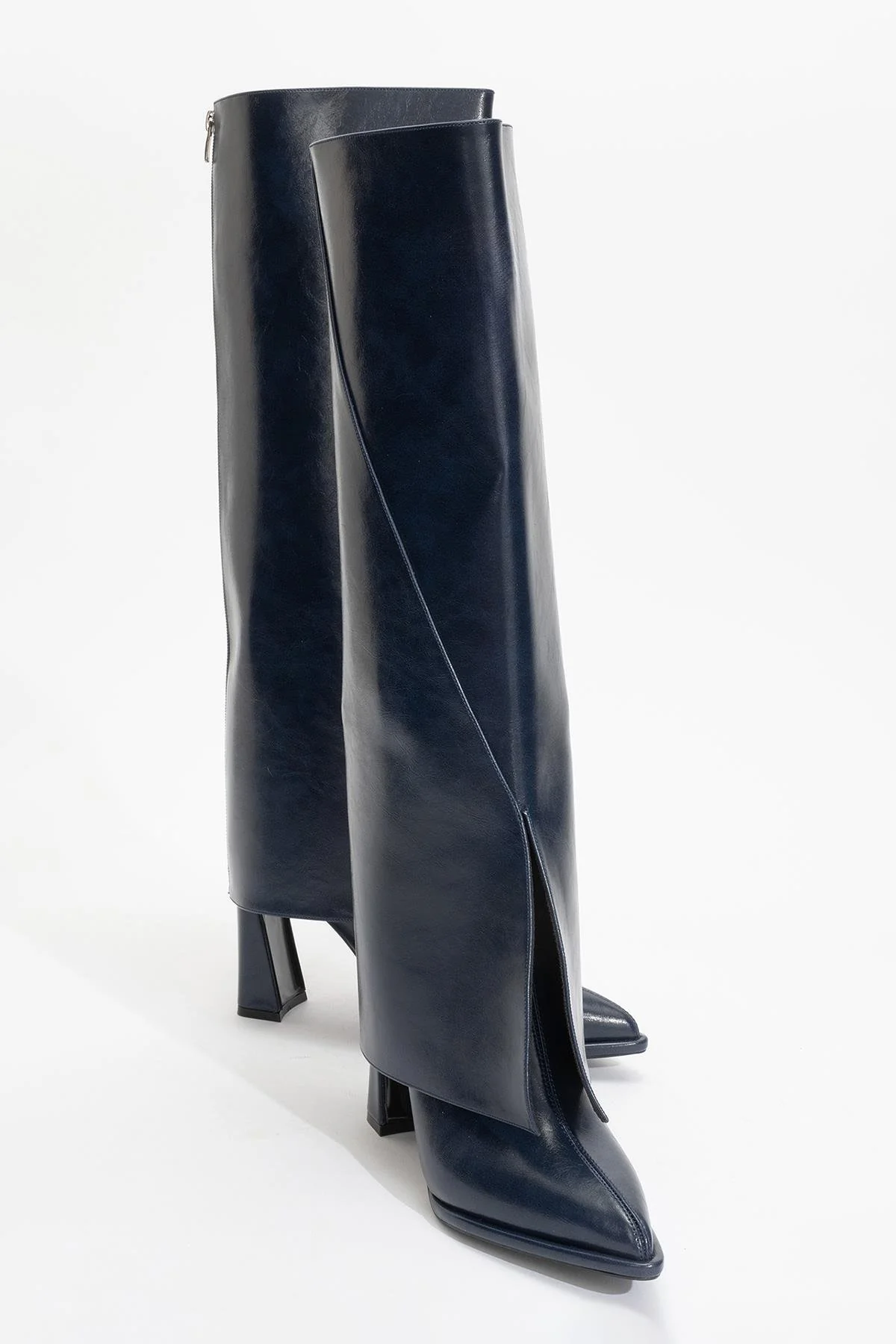 Aja - Navy Block Heel Convertible Knee-High Boot (Women) - Image 3