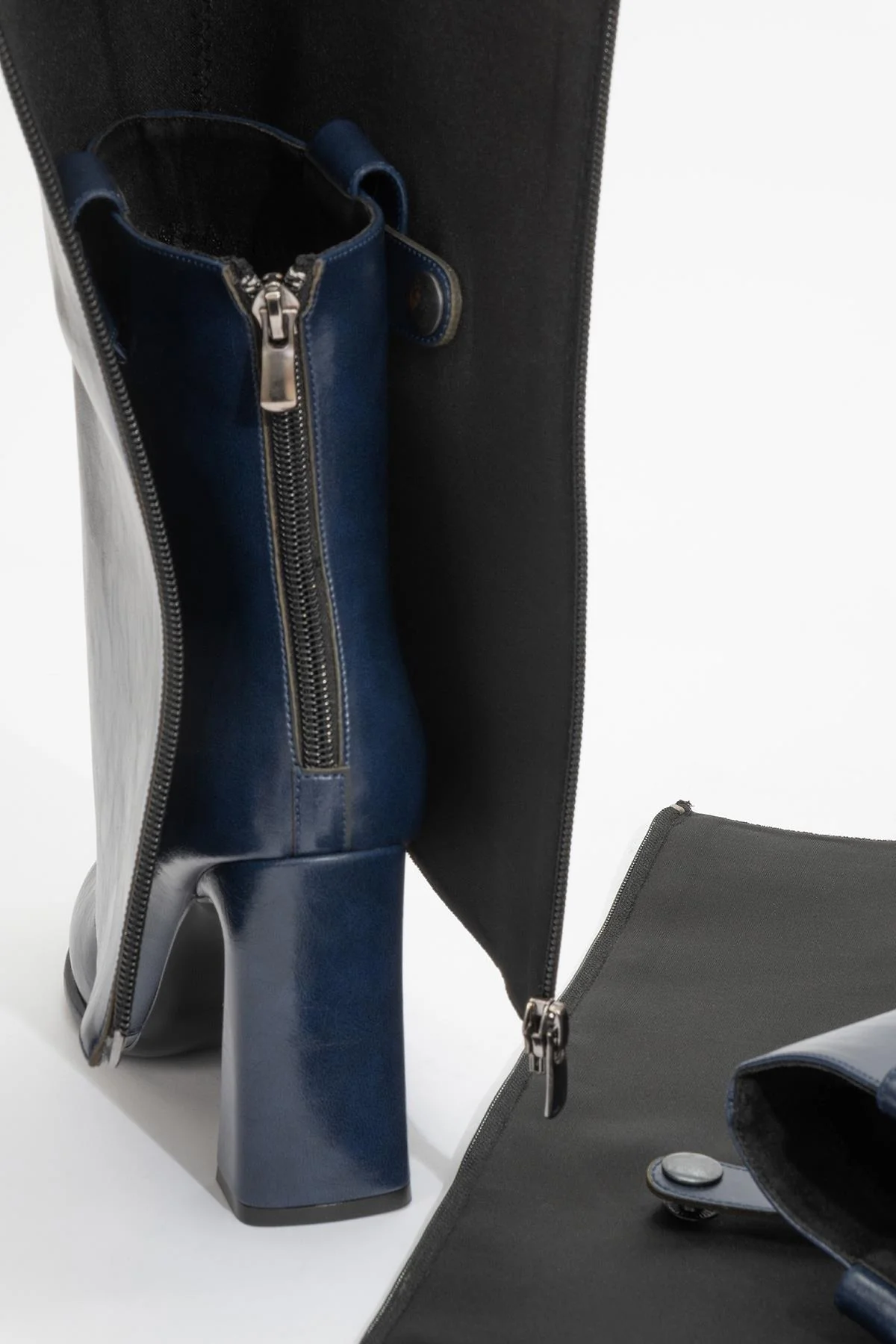 Aja - Navy Block Heel Convertible Knee-High Boot (Women) - Image 5