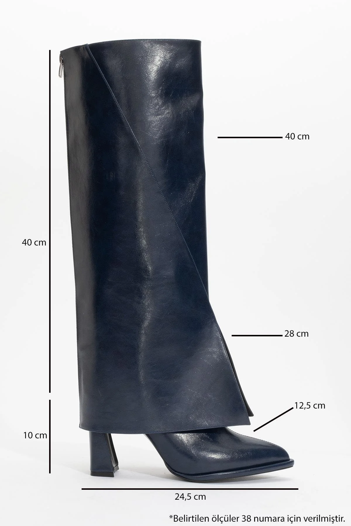 Aja - Navy Block Heel Convertible Knee-High Boot (Women) - Image 6
